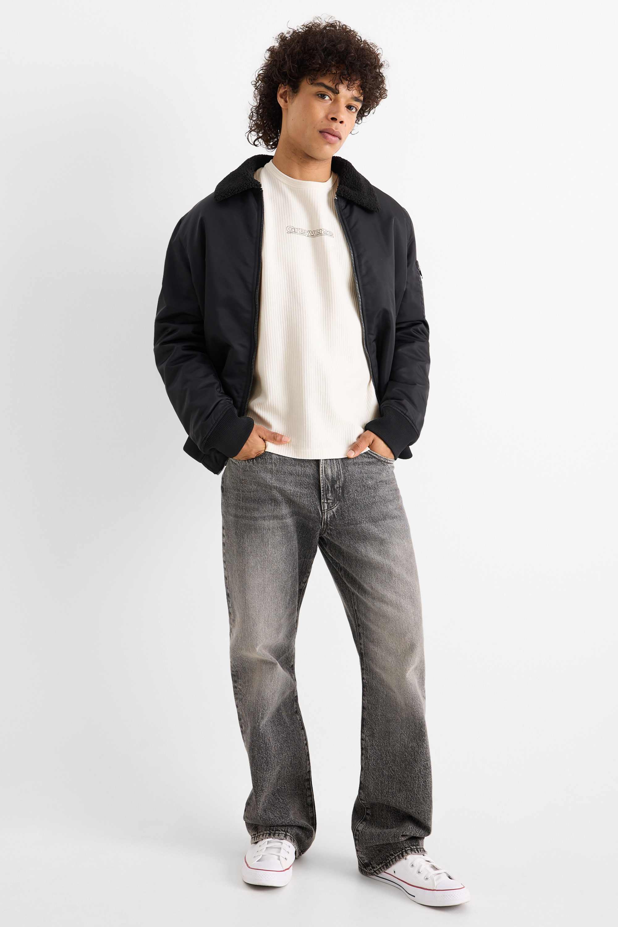 T-shirt - relaxed fit - ribbed white
