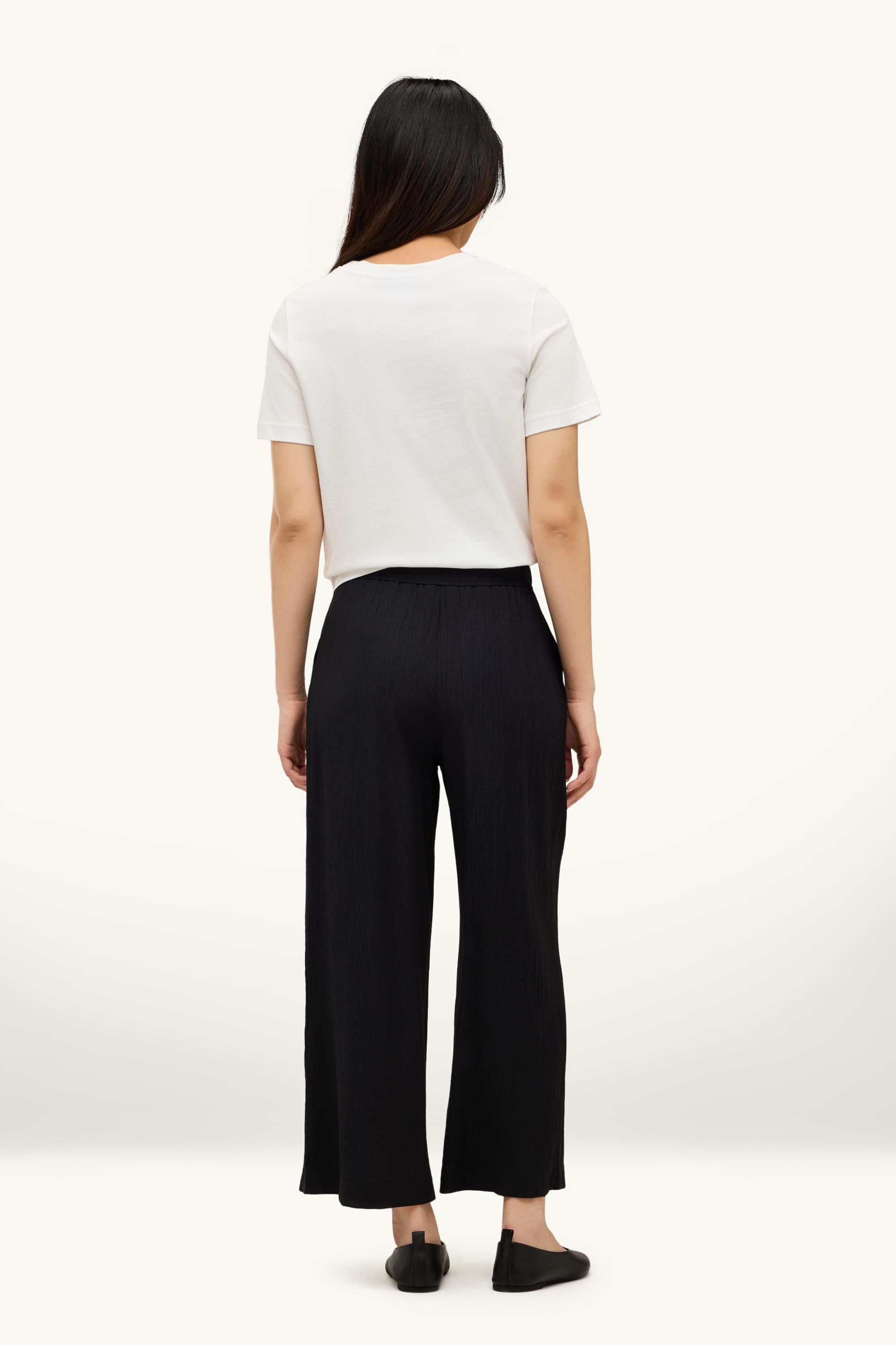 Cloth trousers - high waist - wide leg black