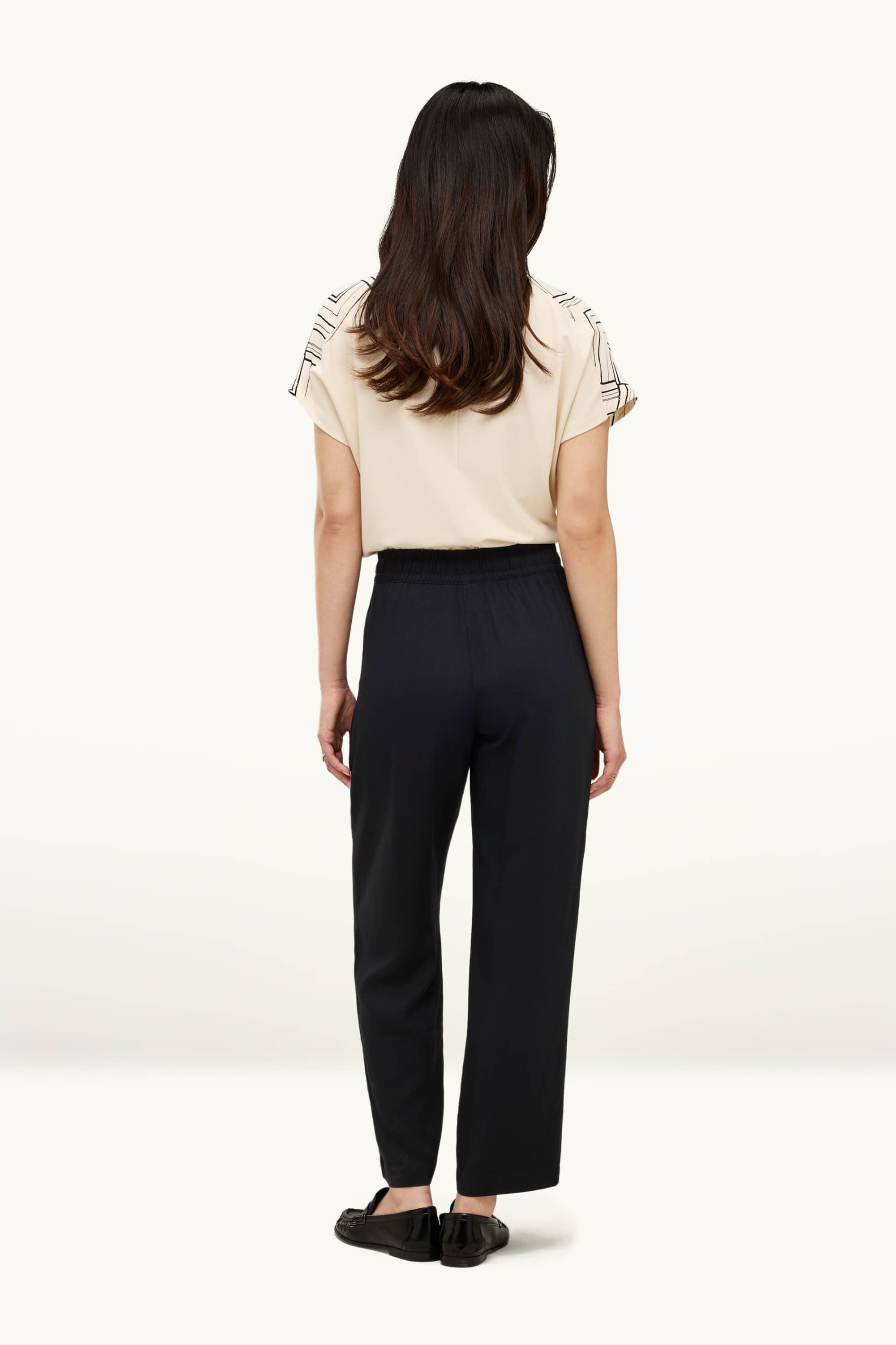 Cloth trousers - mid-rise waist - straight leg black