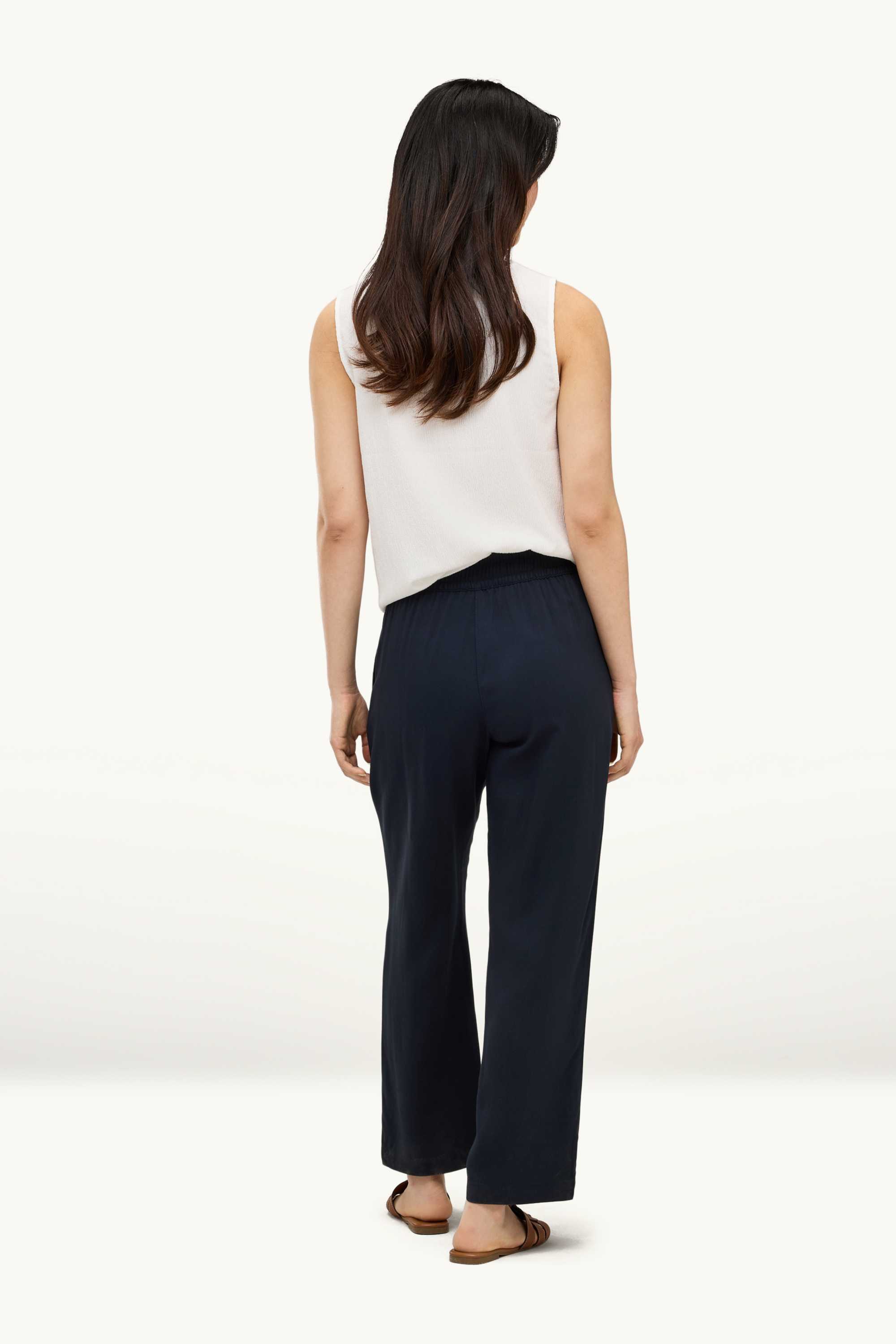 Cloth trousers - mid-rise waist - straight leg dark blue