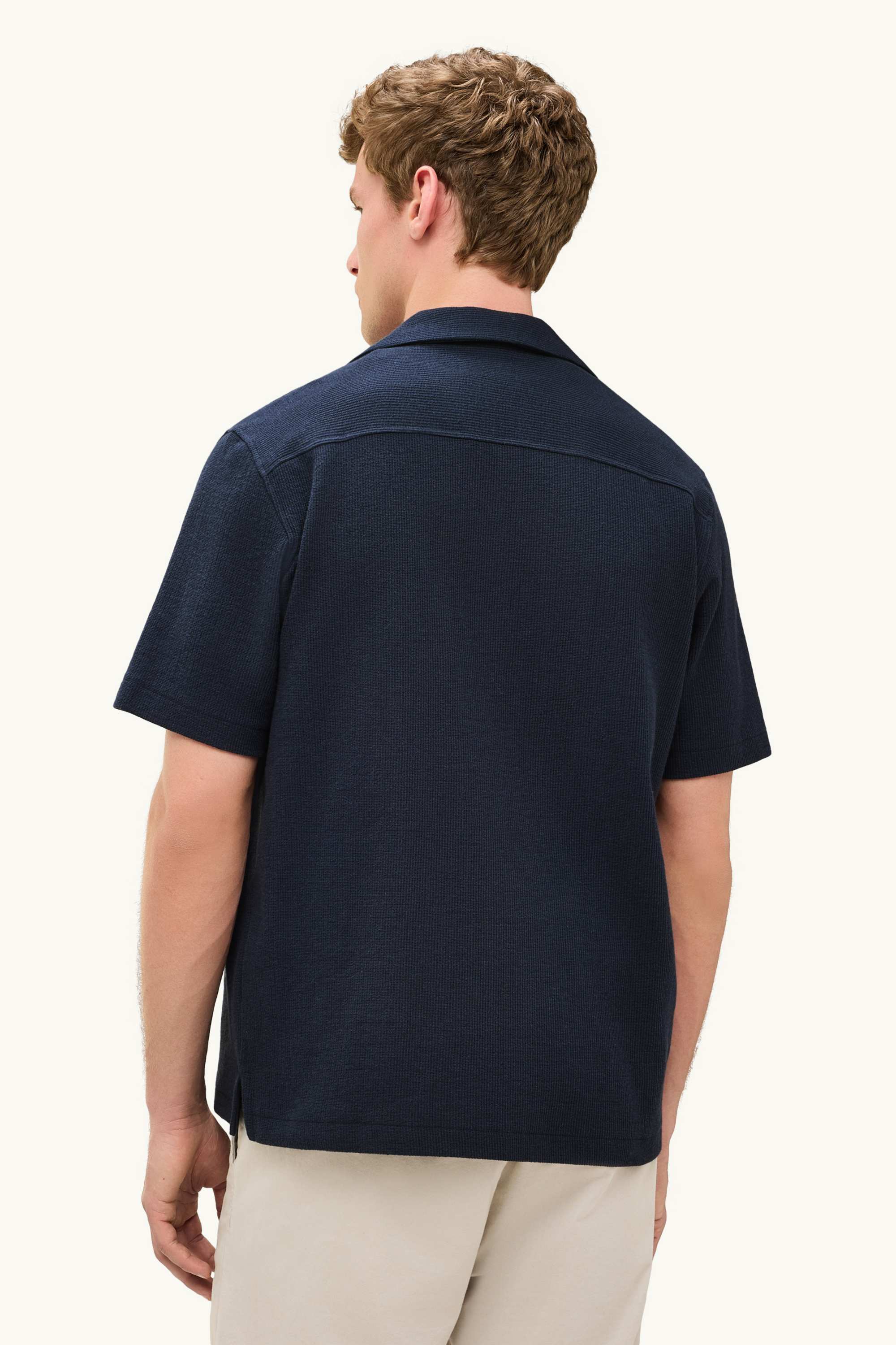 Shirt - regular fit - lapel collar - textured dark blue