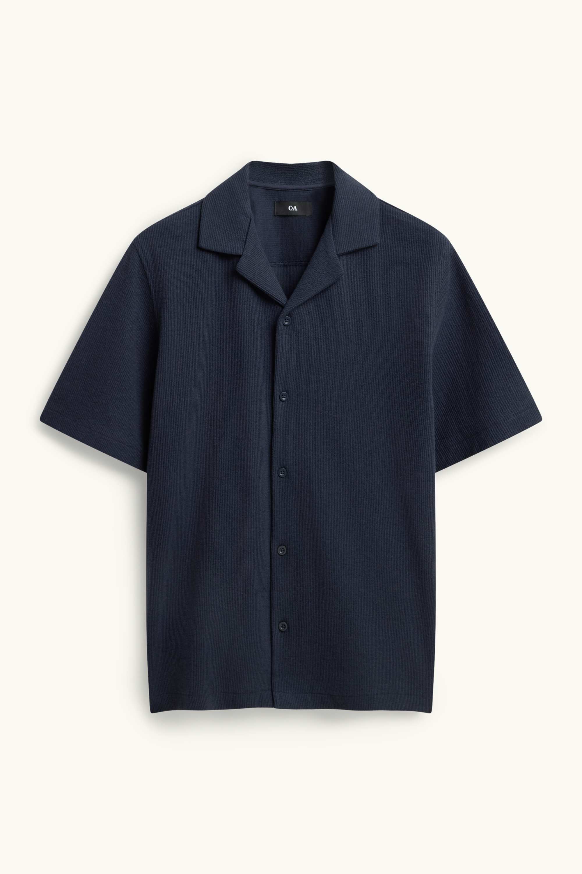 Shirt - regular fit - lapel collar - textured dark blue