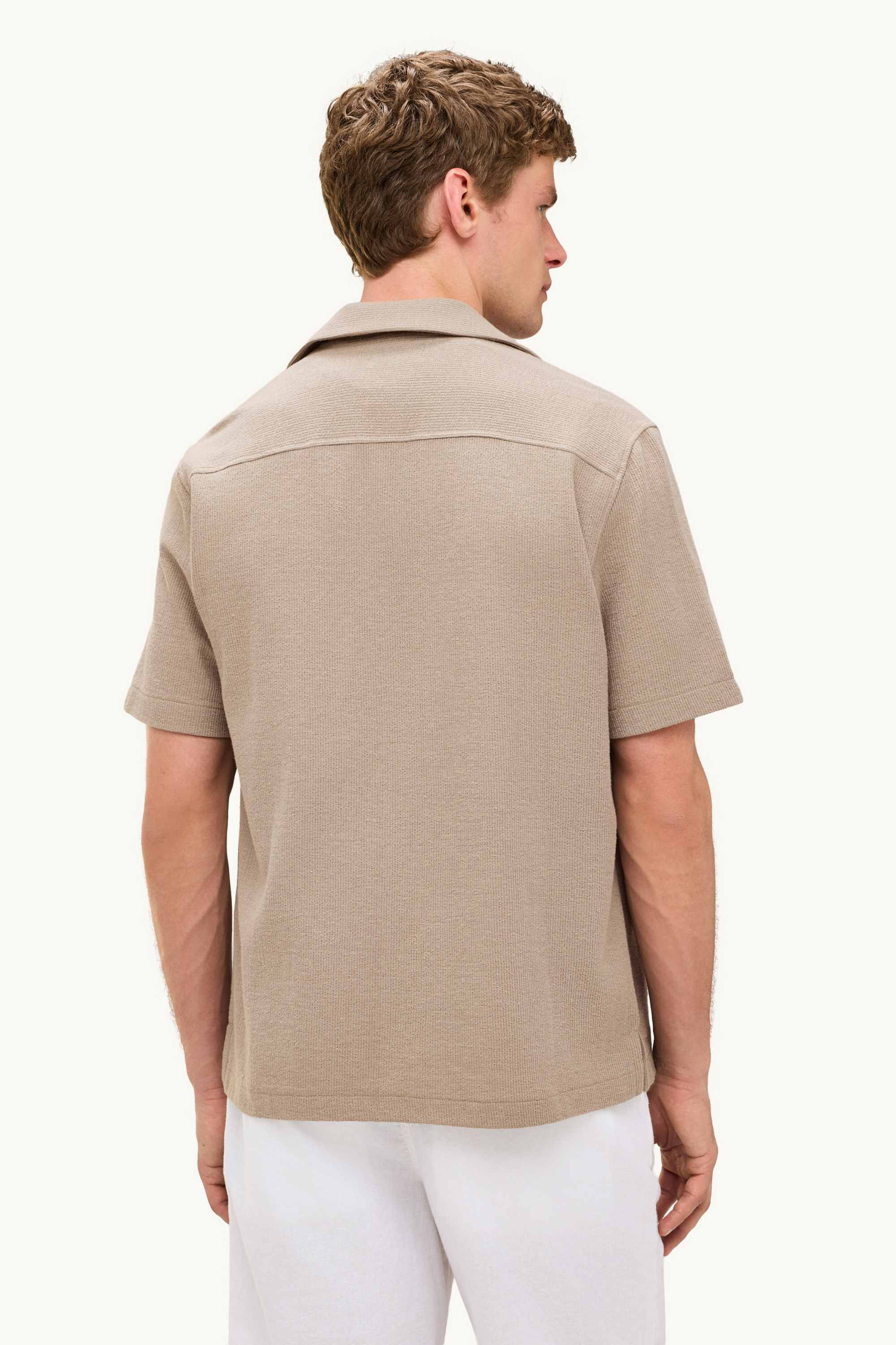 Shirt - regular fit - lapel collar - textured light brown