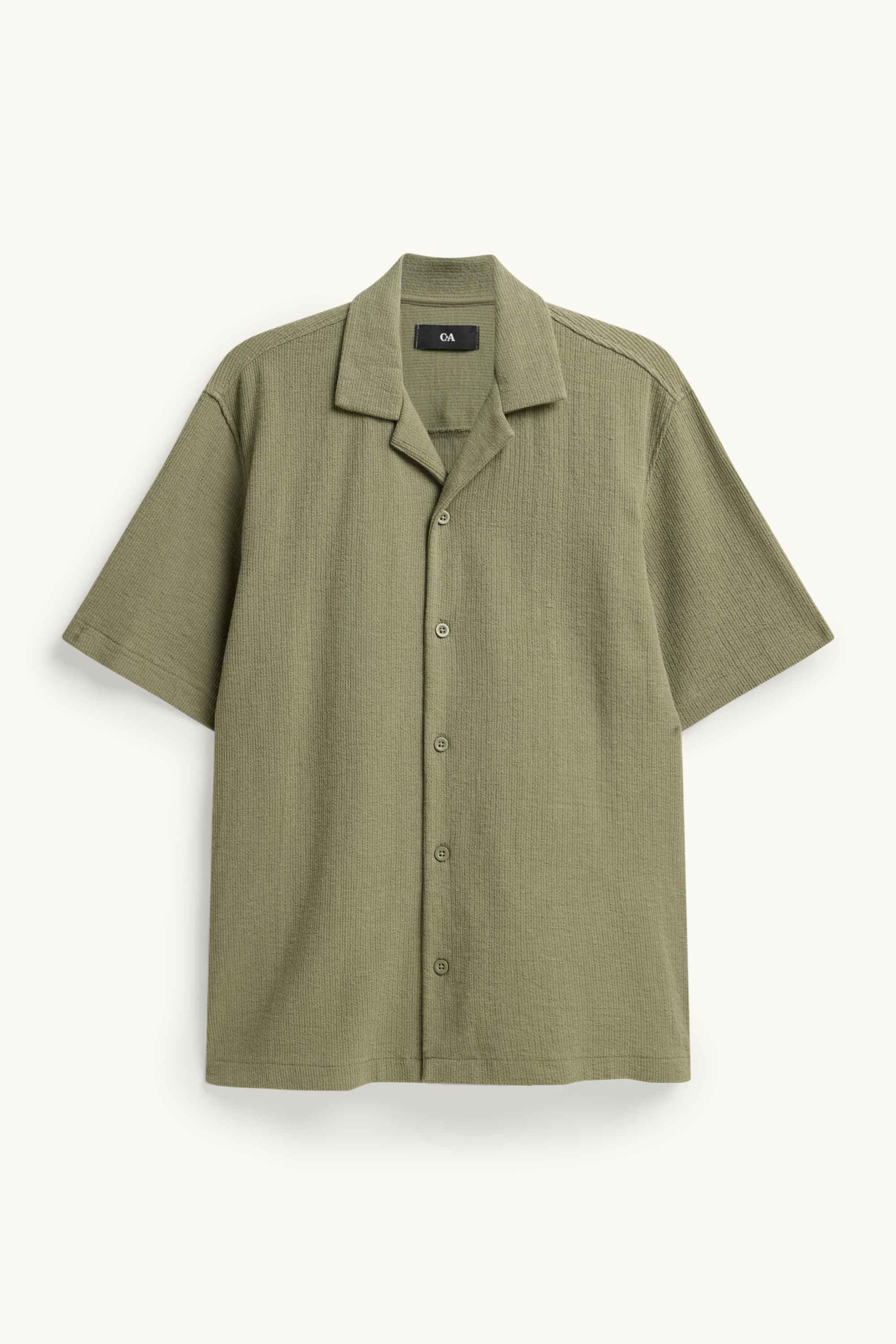 Shirt - regular fit - lapel collar - textured green