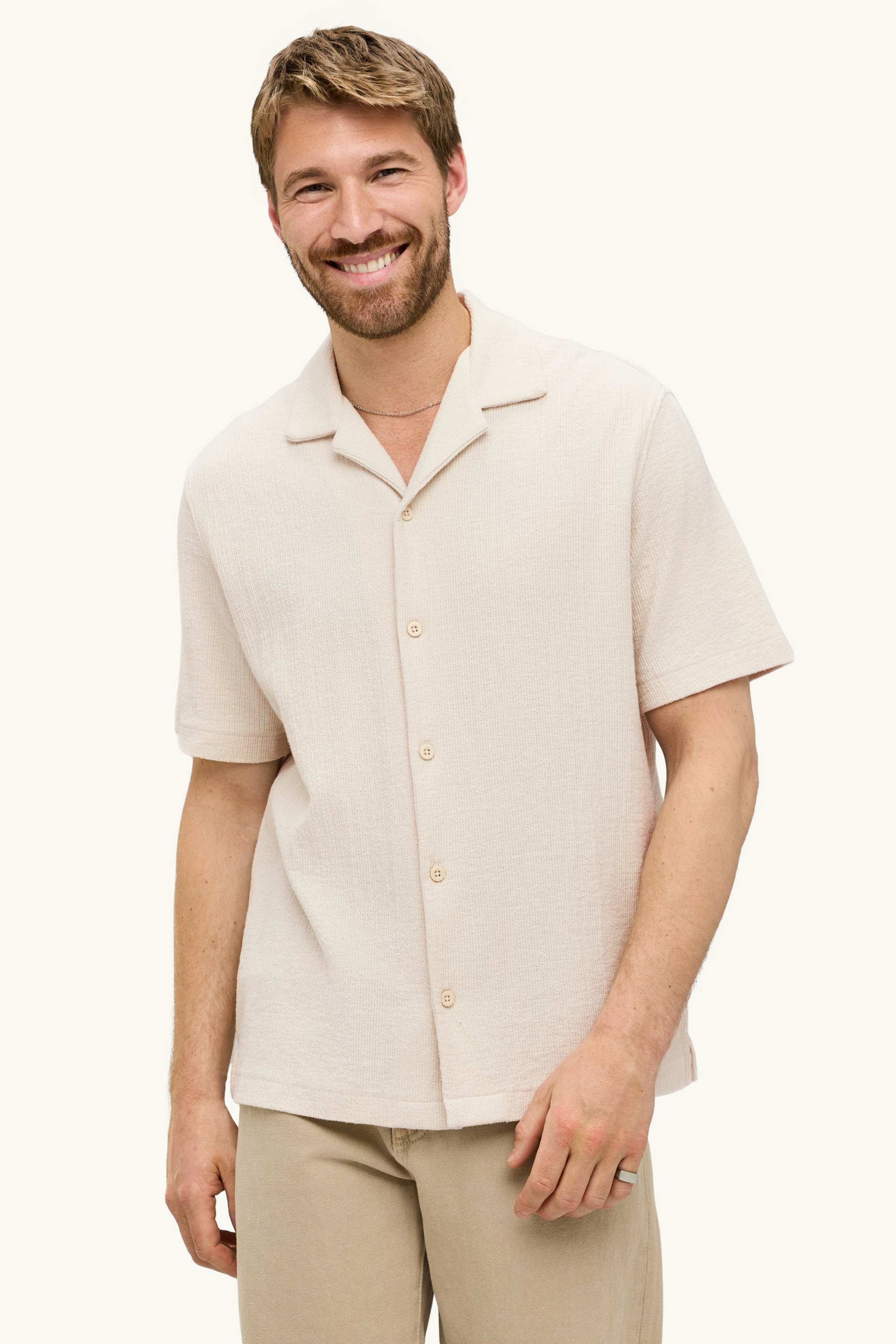 Shirt - regular fit - lapel collar - textured white