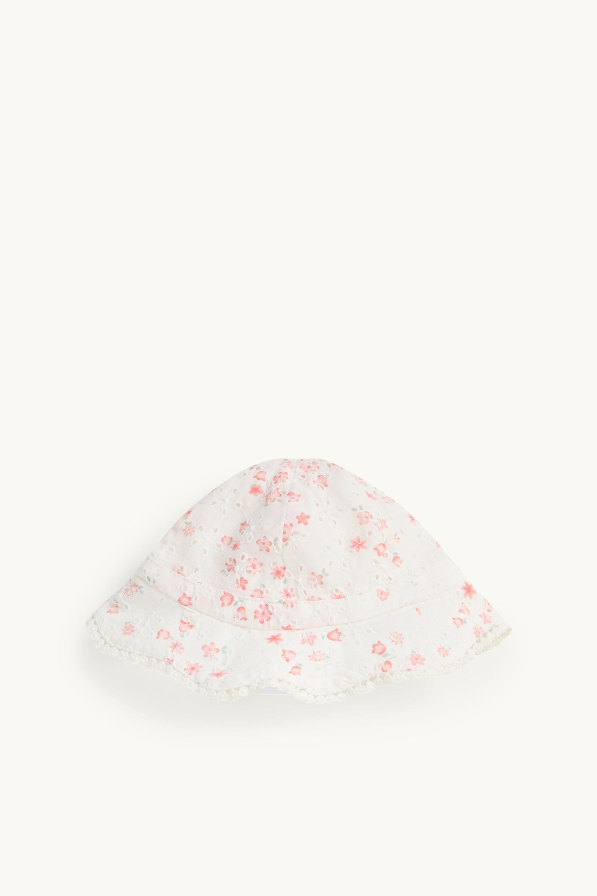 Floral - baby outfit - 2 piece - broderie anglaise white / rose