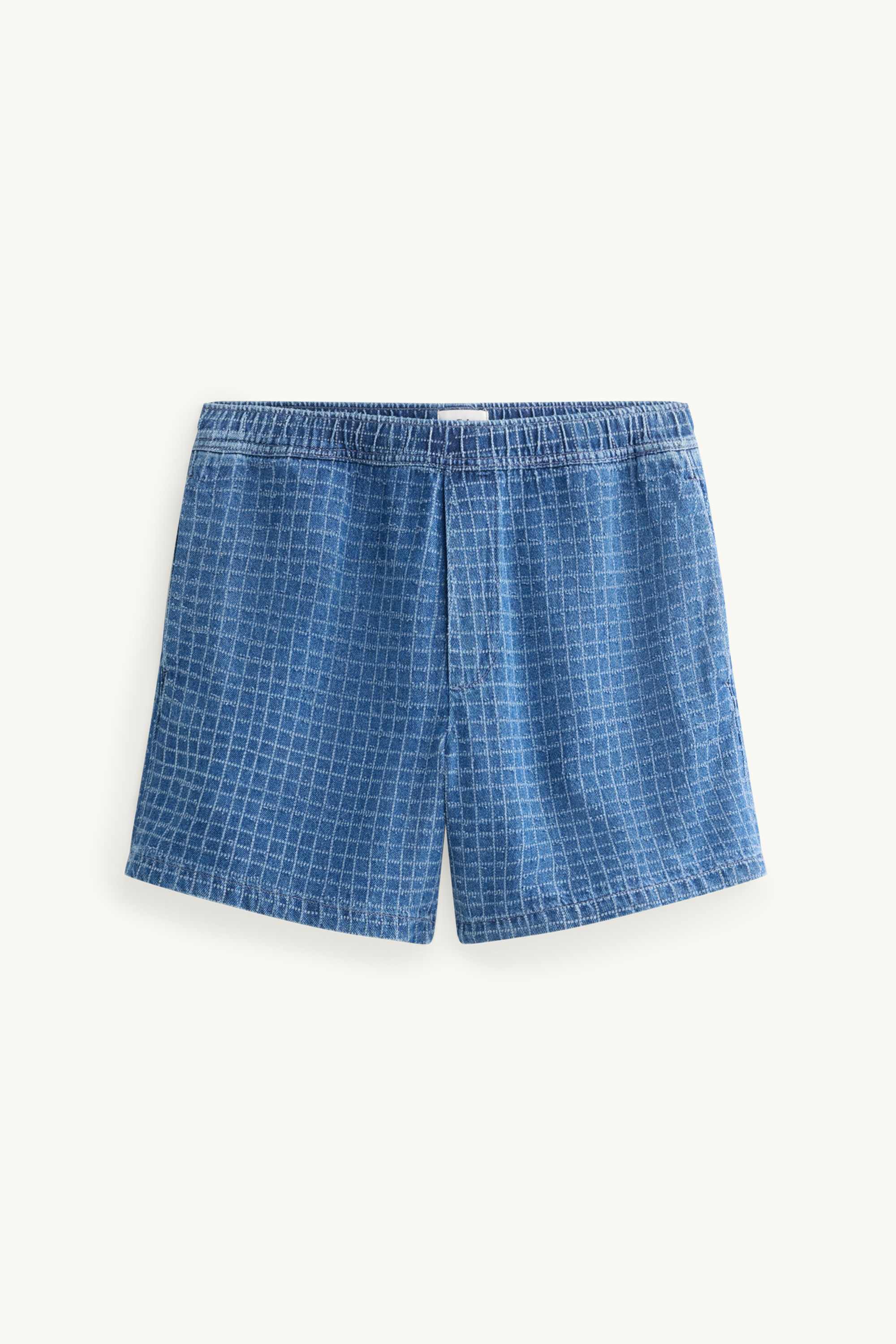 Denim shorts - check blue denim