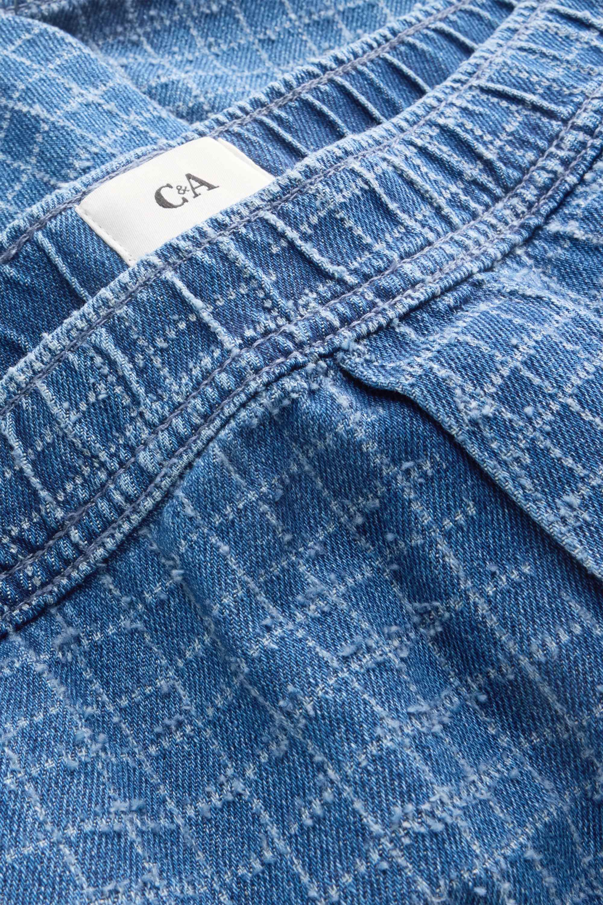 Denim shorts - check blue denim