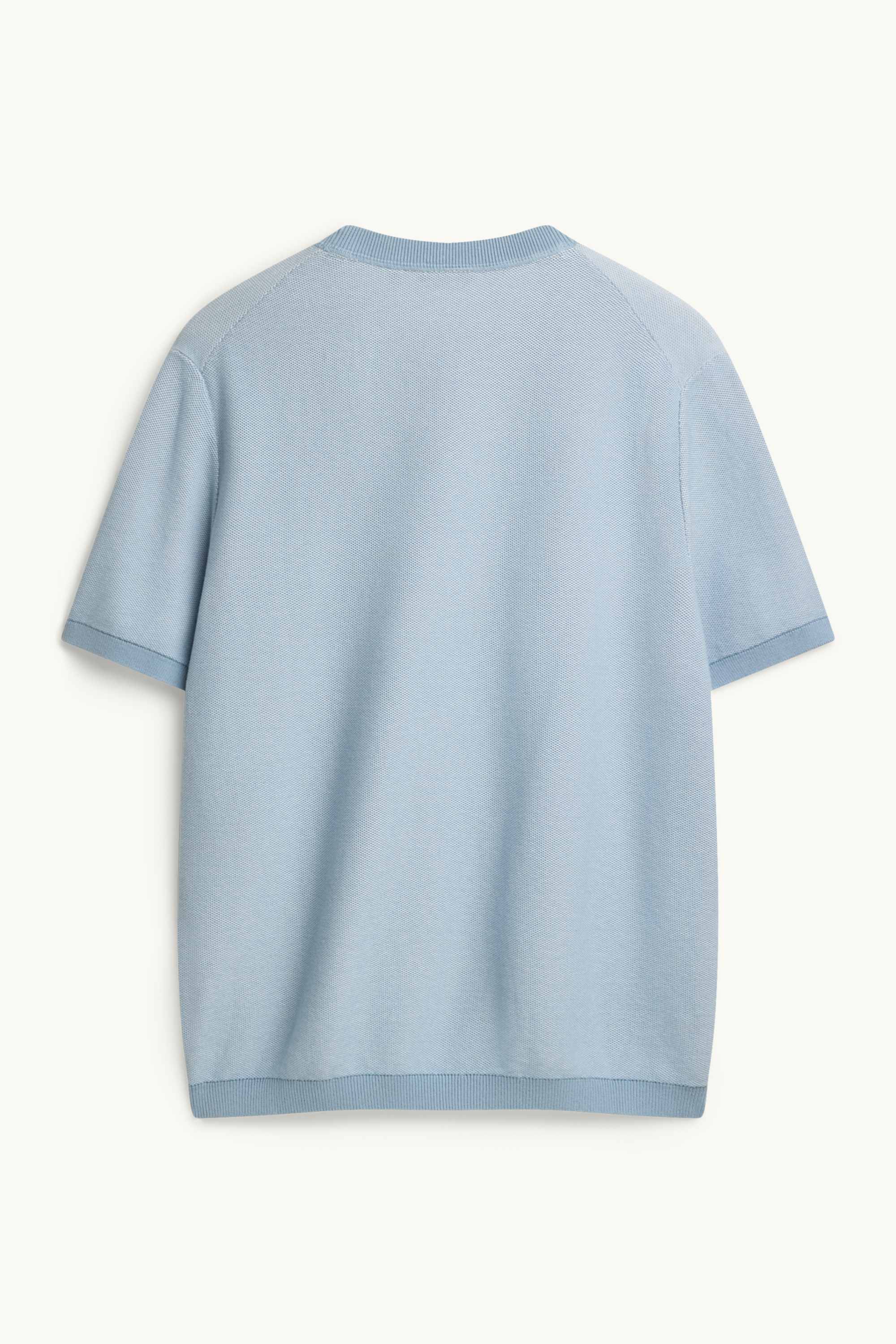Knitted jumper - short sleeve - textured blue