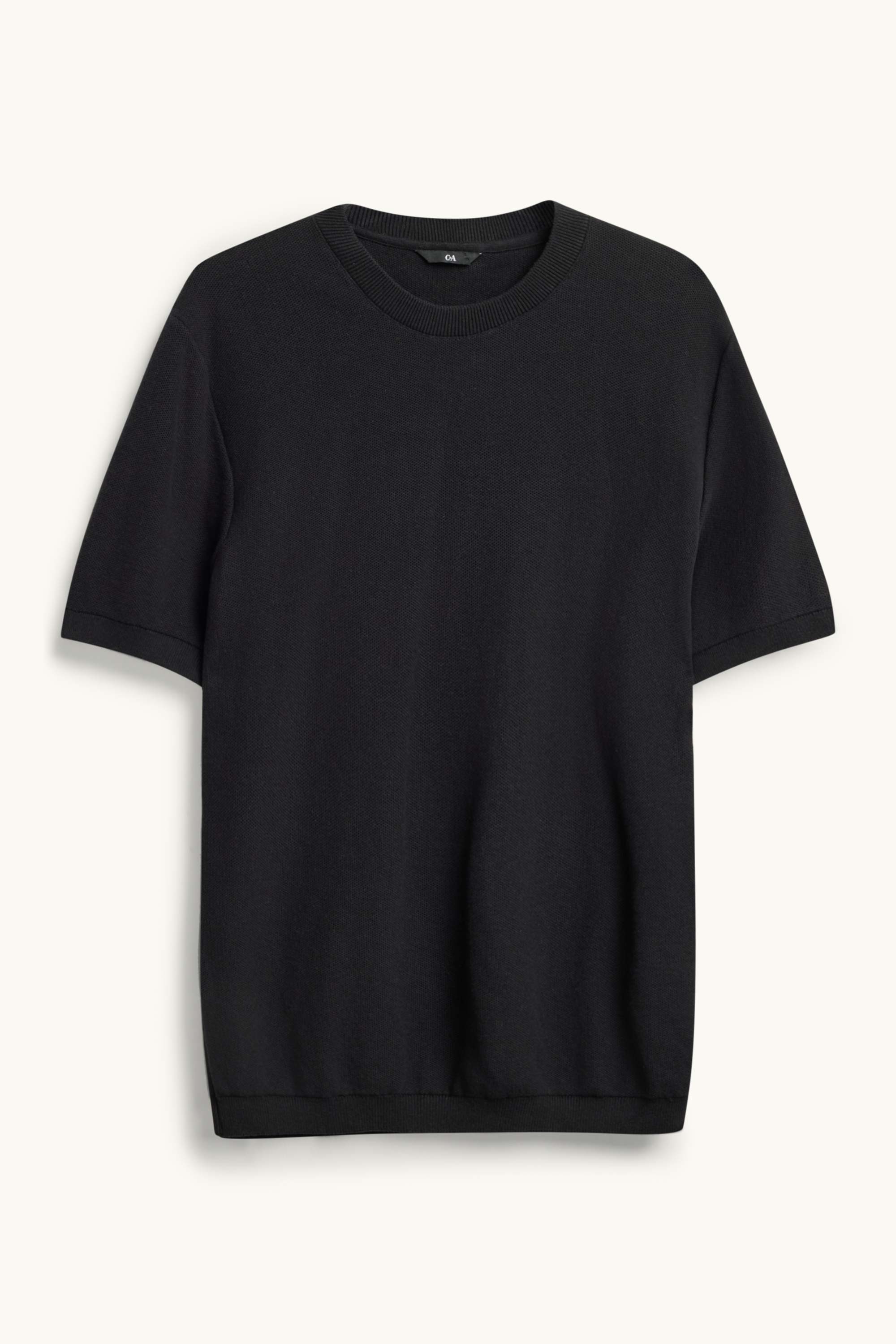 Knitted jumper - short sleeve - textured black