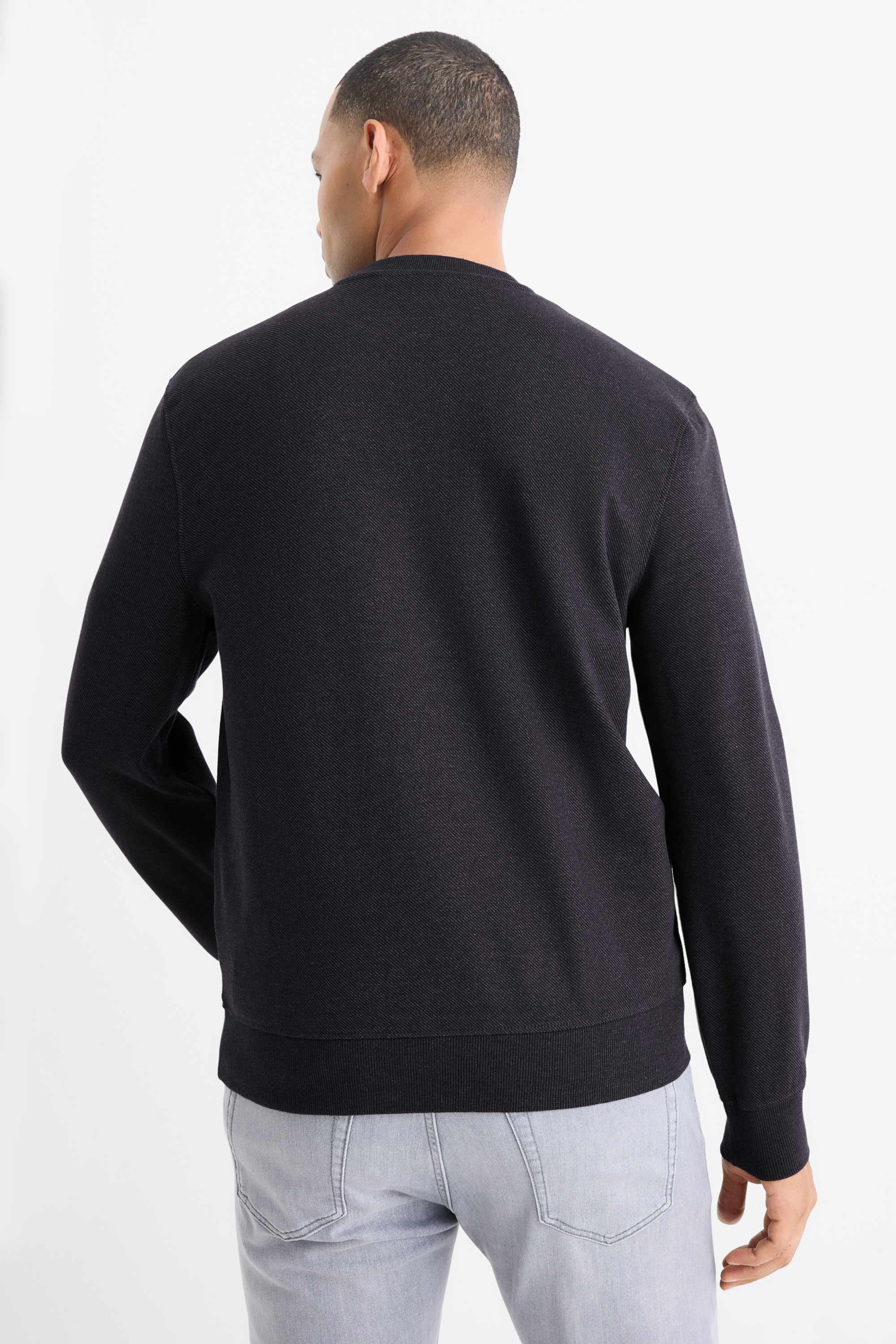Sweatshirt - textured black-melange