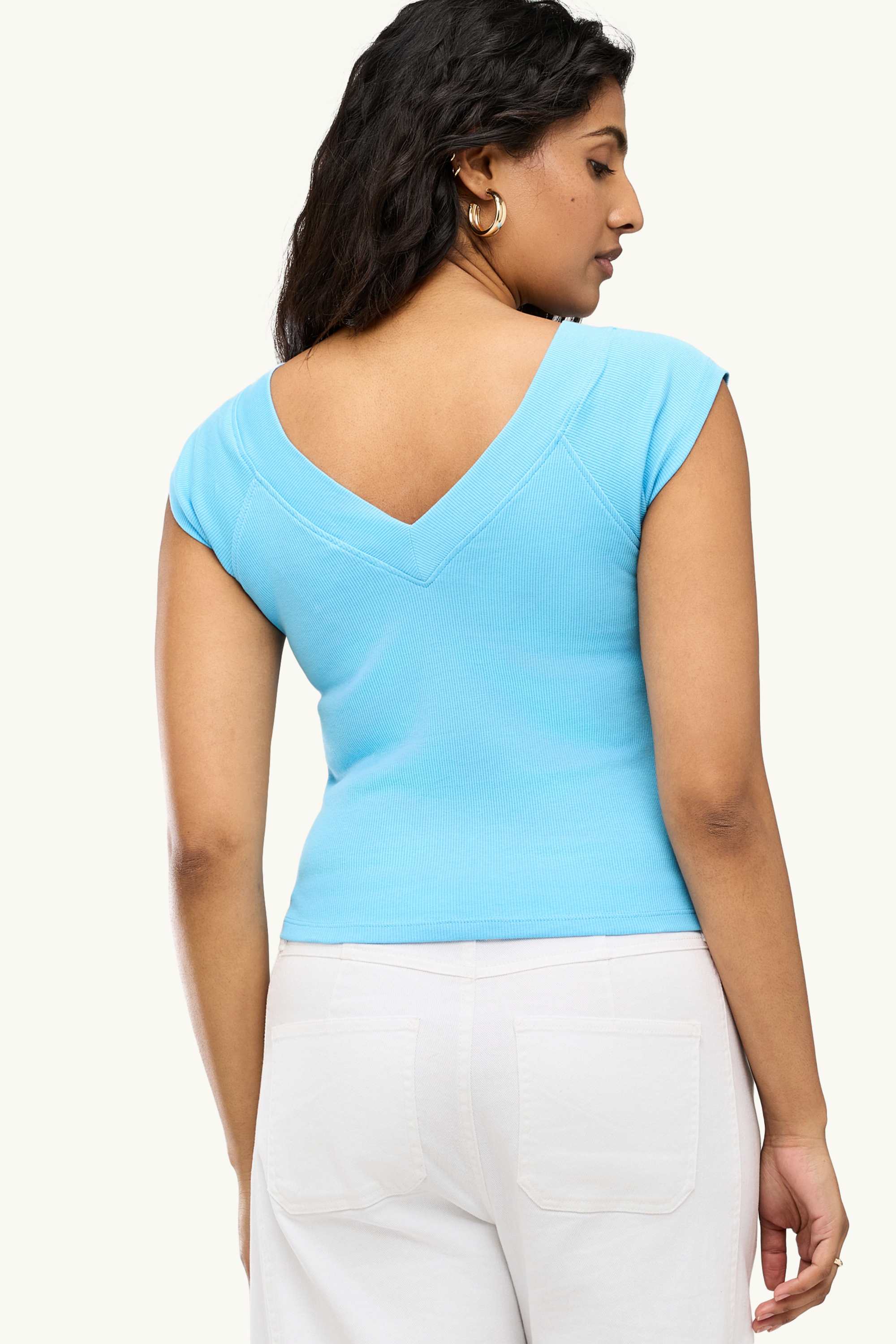 V-neck T-shirt - slim fit light blue