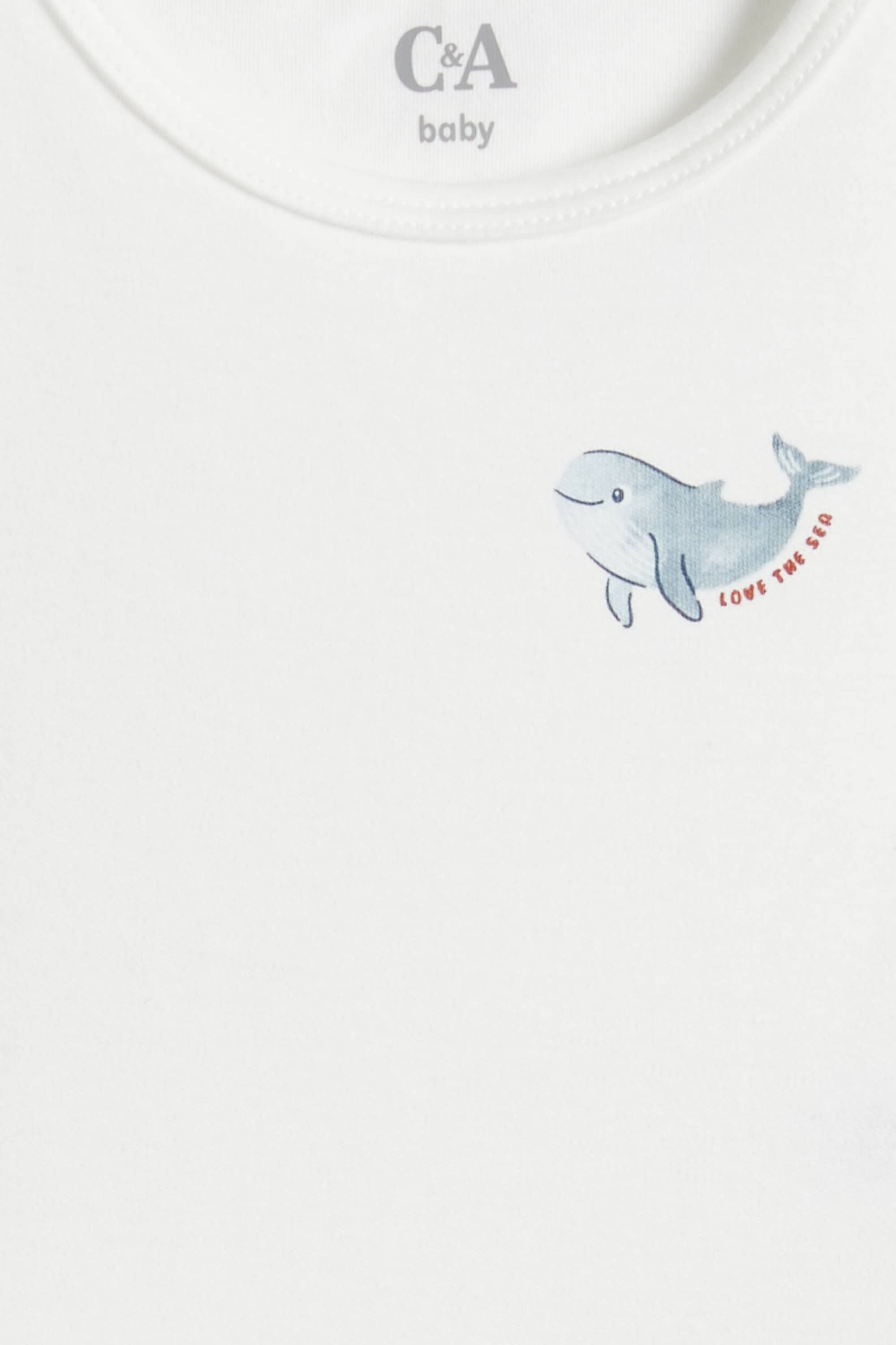 Multipack of 3 - jungle and sea animals - baby bodysuit white / blue