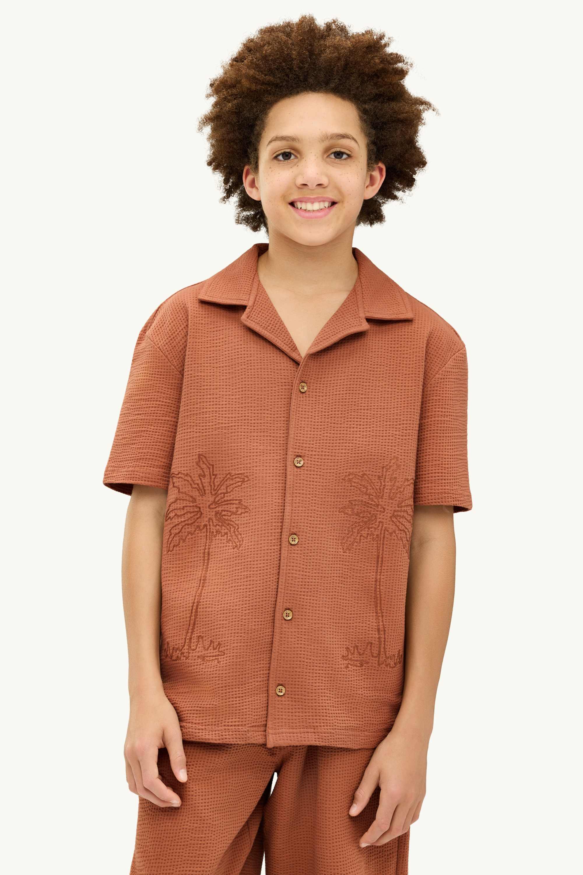 Palms - shirt - textured brown