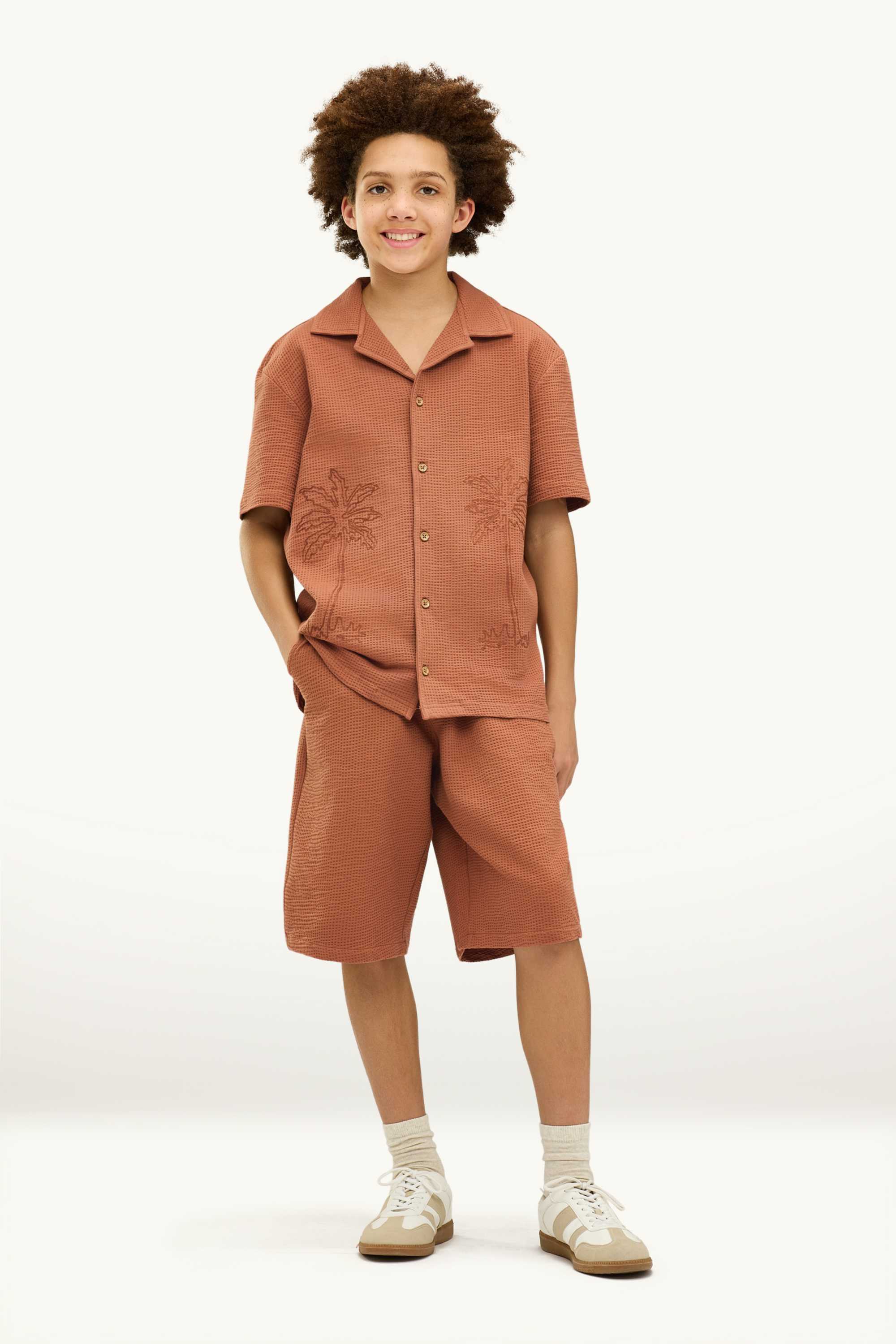 Palms - shirt - textured brown