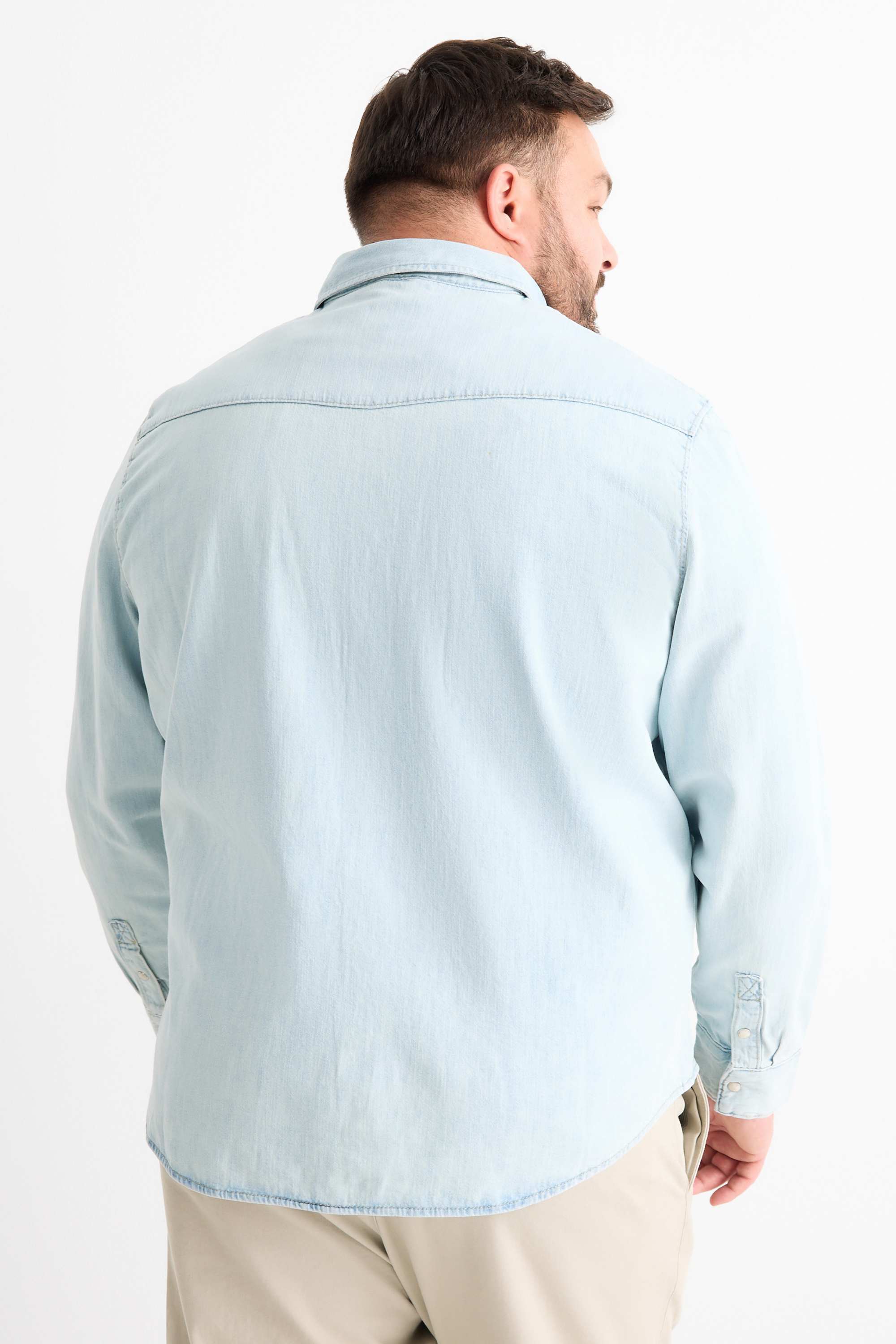 Denim shirt - regular fit - kent collar denim-light blue
