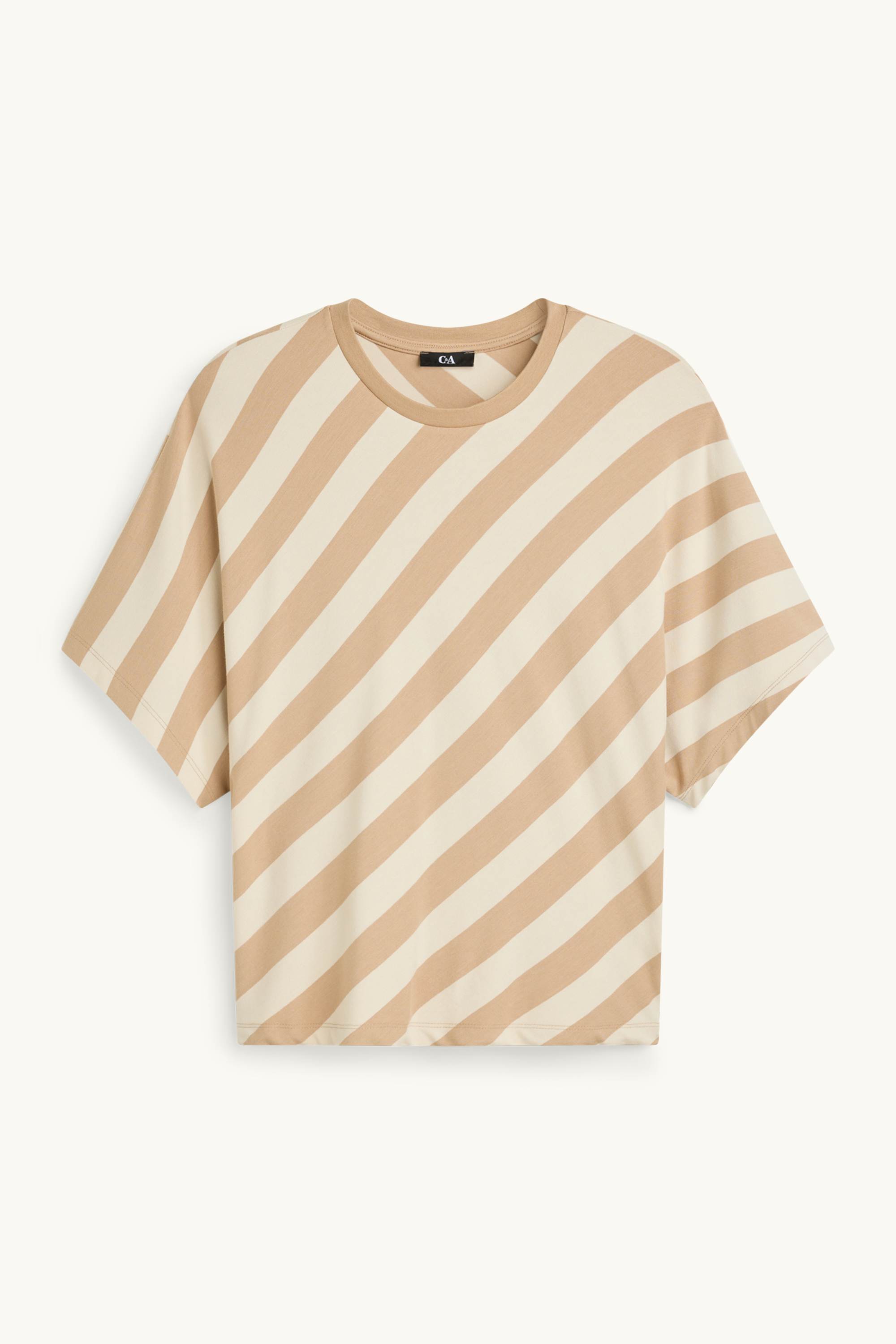 T-shirt - regular fit - striped light brown