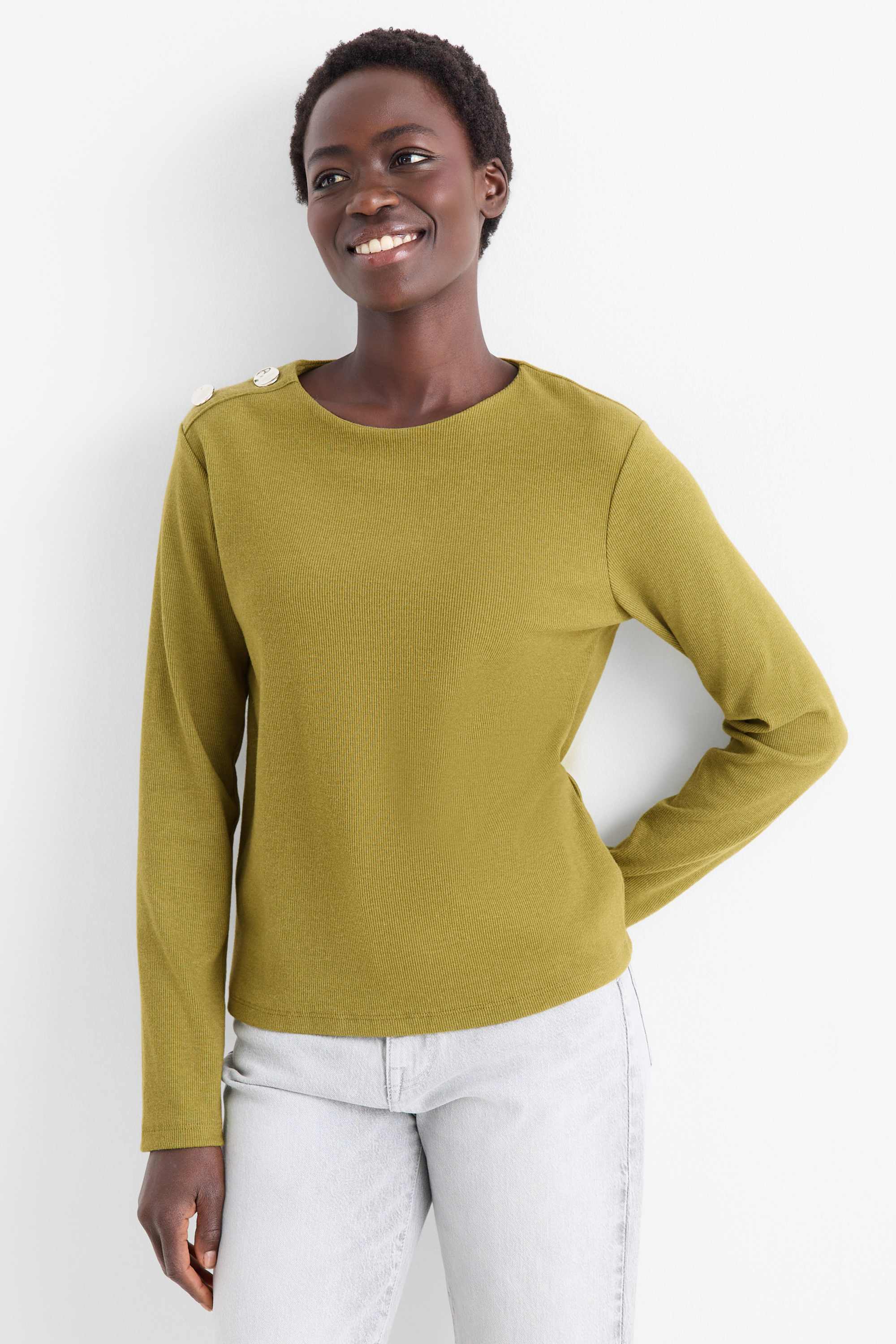 Sweatshirt - ribbed green