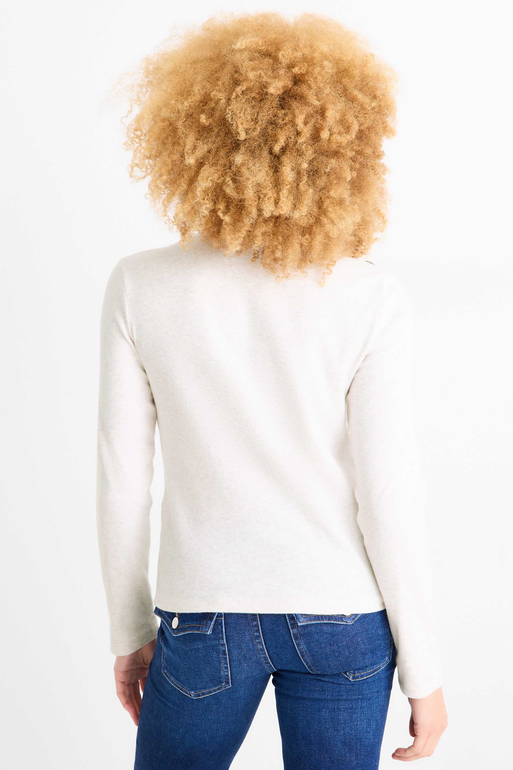 Sweatshirt - ribbed cremewhite