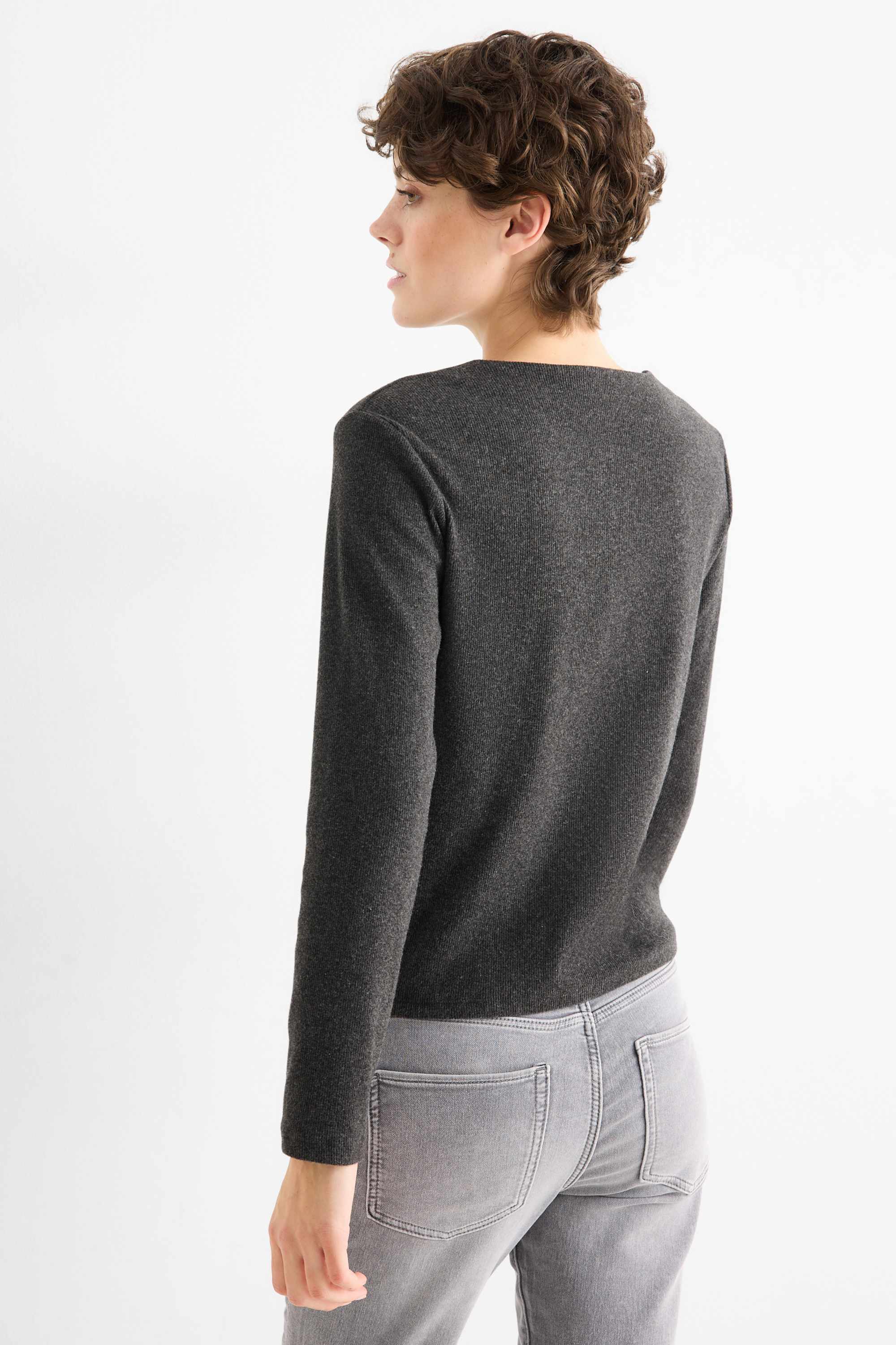Sweatshirt - ribbed dark gray