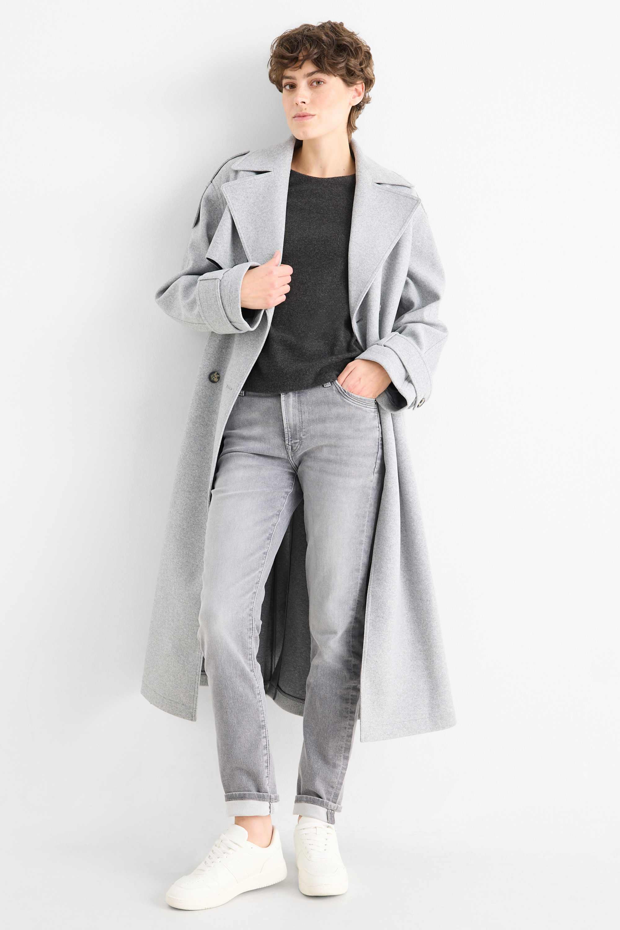 Sweatshirt - ribbed dark gray