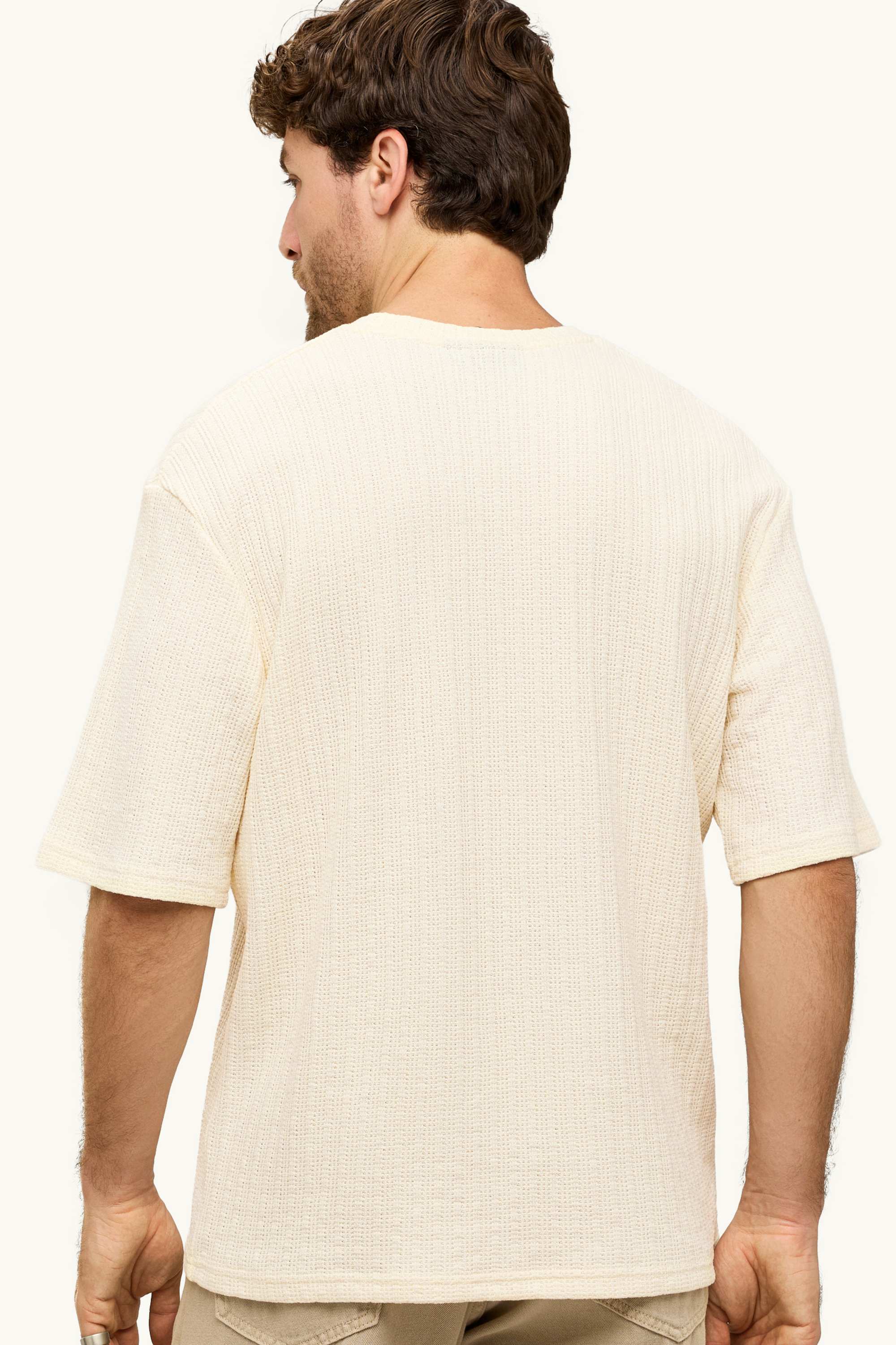 T-shirt - relaxed fit - textured creme