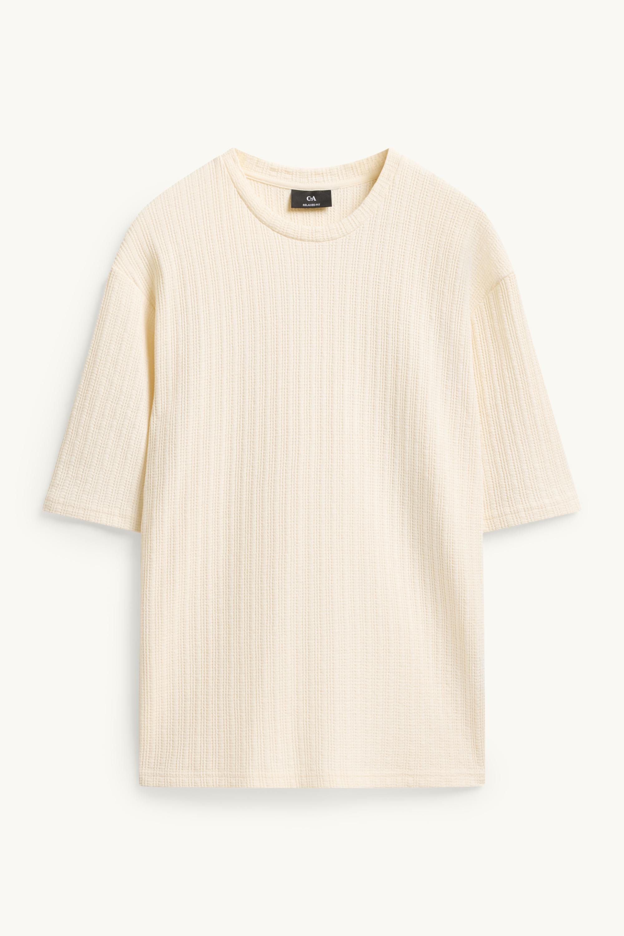 T-shirt - relaxed fit - textured creme