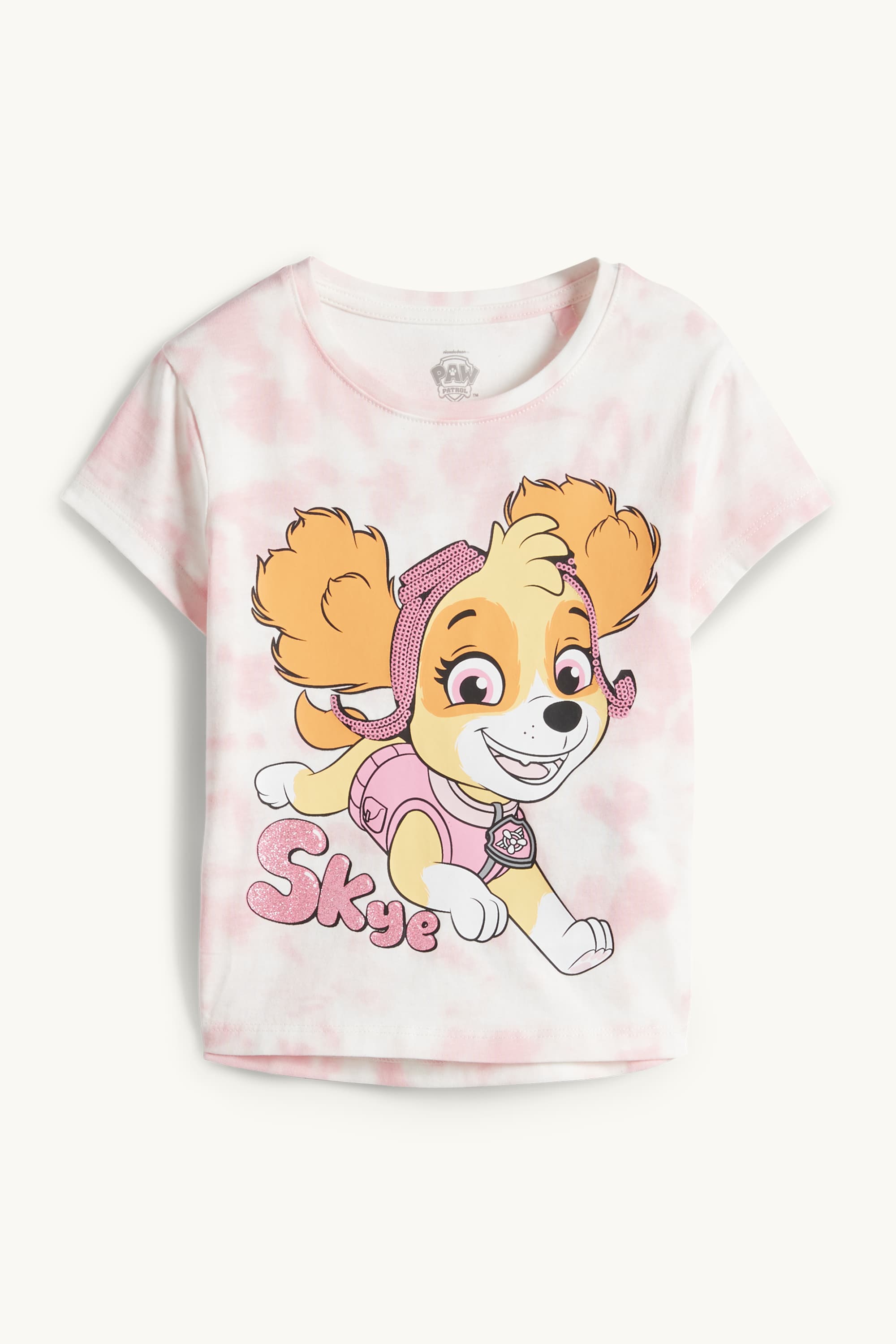 PAW Patrol - Skye - short sleeve T-shirt - shiny- patterned white / rose