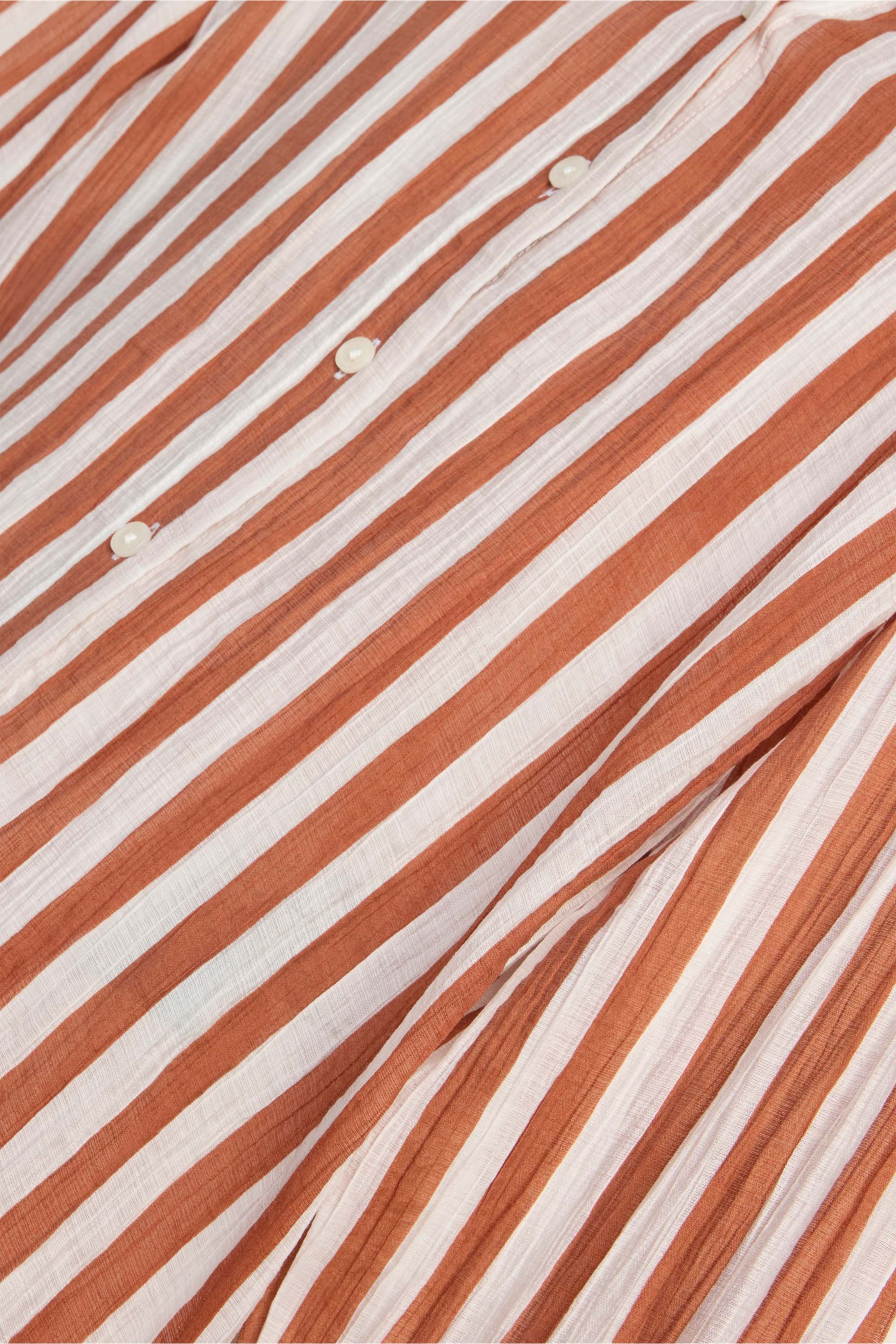 V-neck blouse - striped - textured light brown
