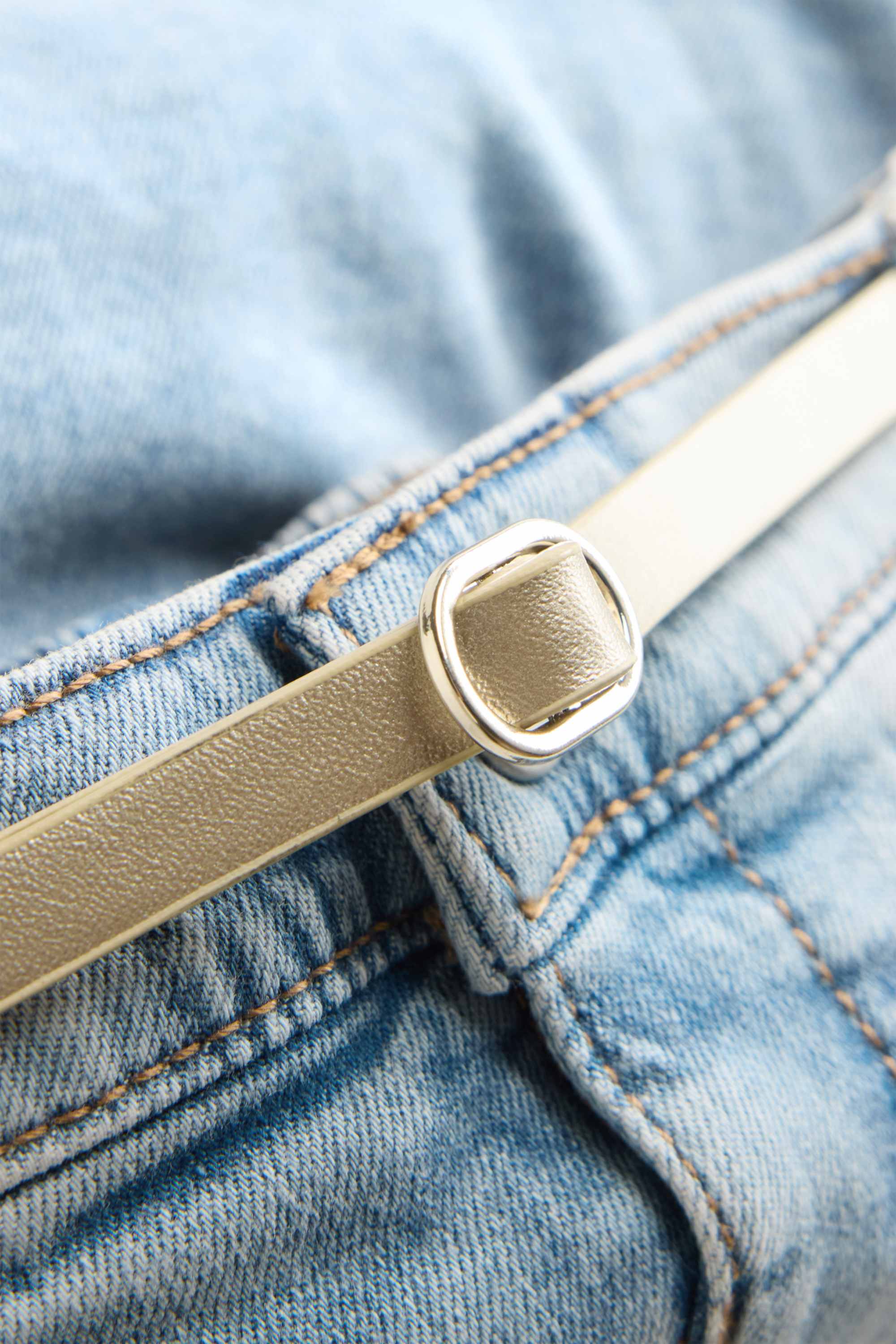 Denim skort with belt blue