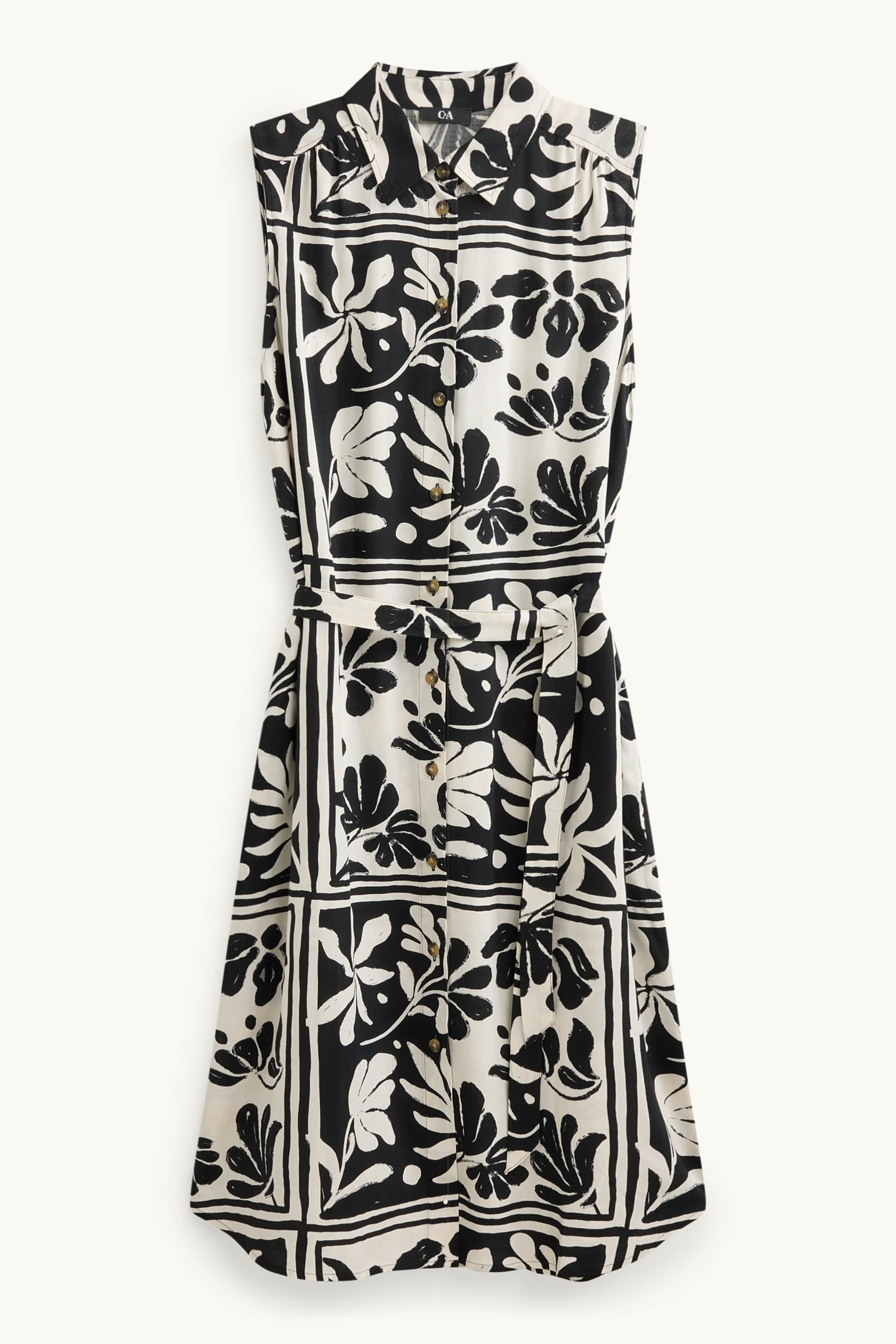 Shirt dress - floral black / white