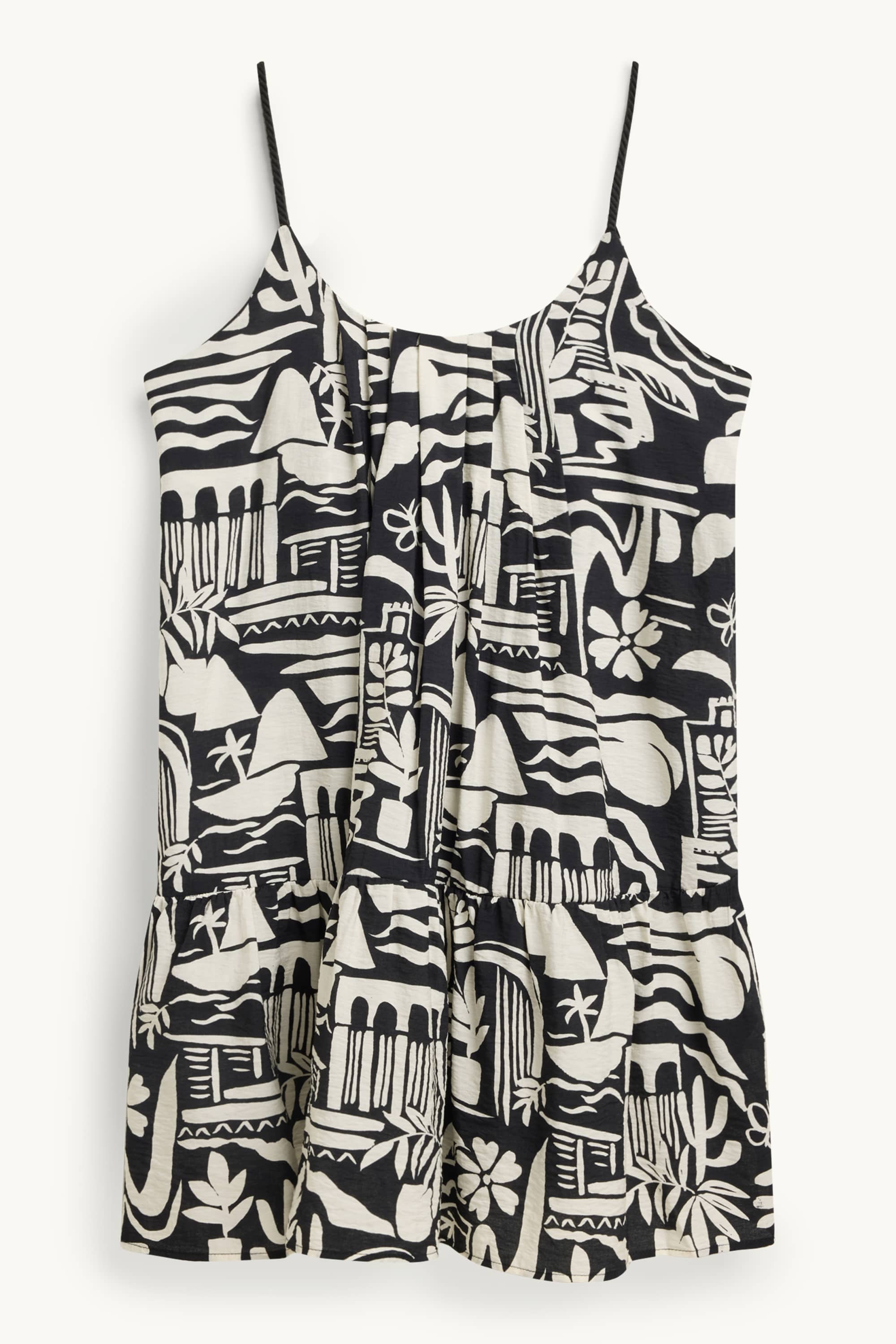 Dress - straight fit - patterned black / white