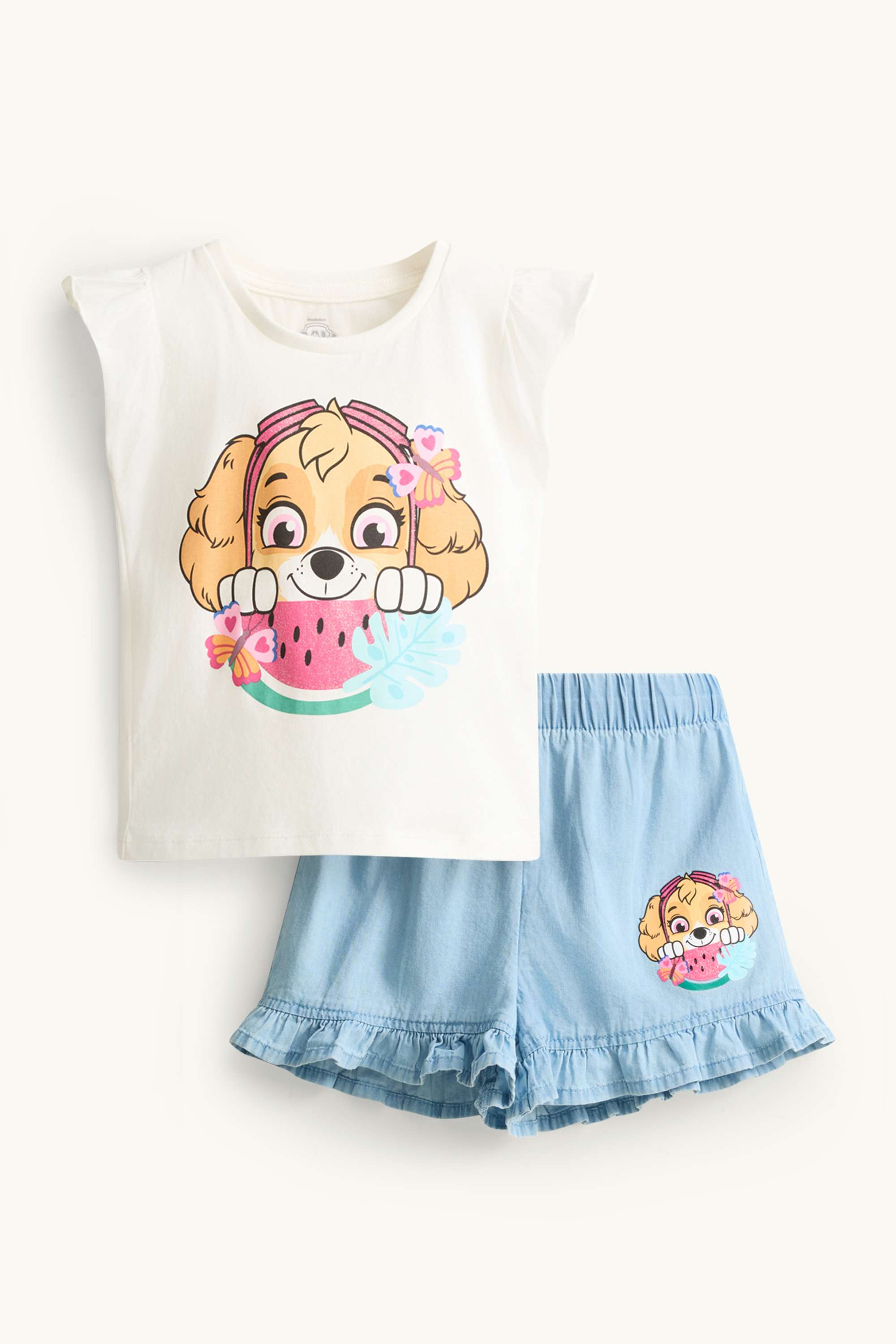 PAW Patrol - Skye - set - short sleeve T-shirt and shorts - 2 piece blue / white