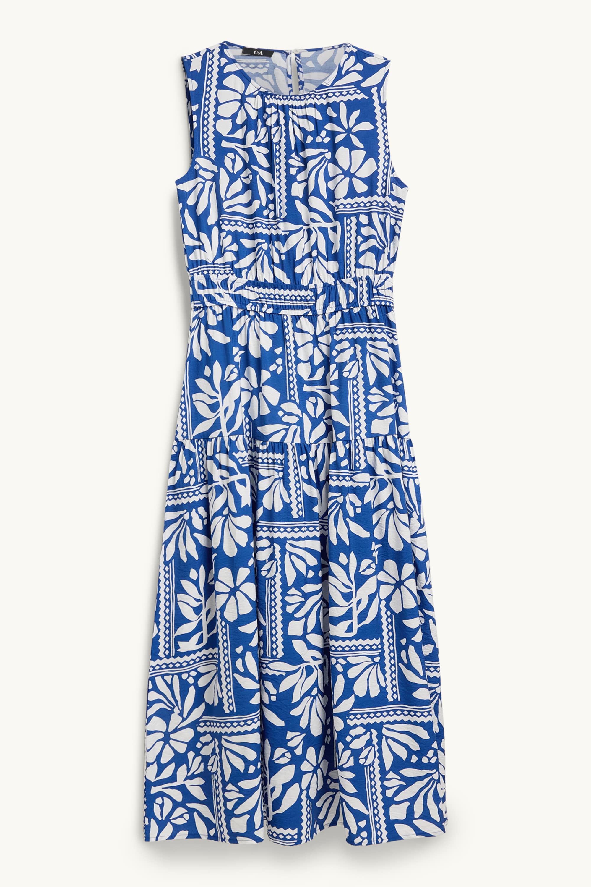 Fit & flare dress - patterned blue / white
