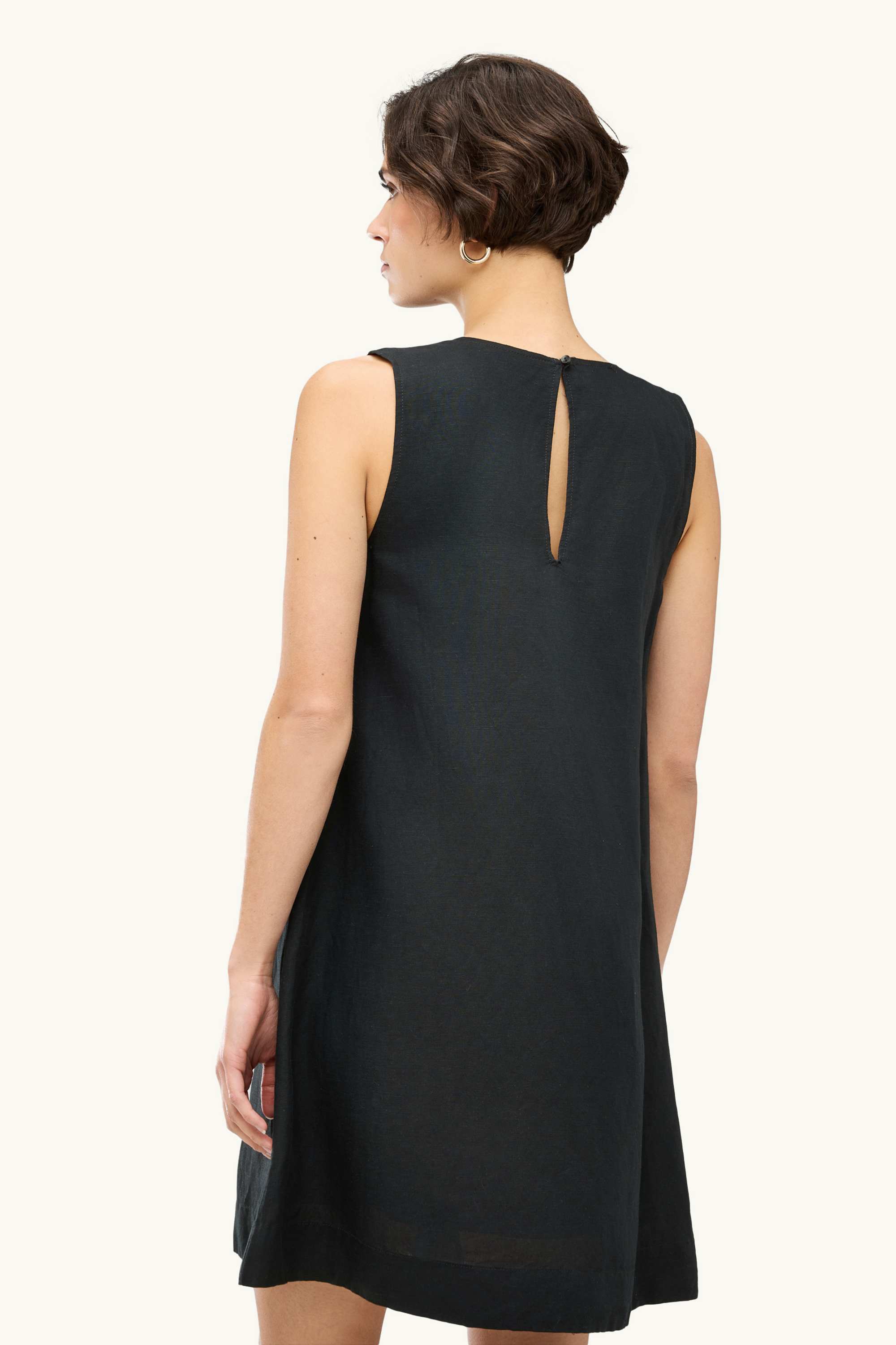 A-line dress - linen blend black