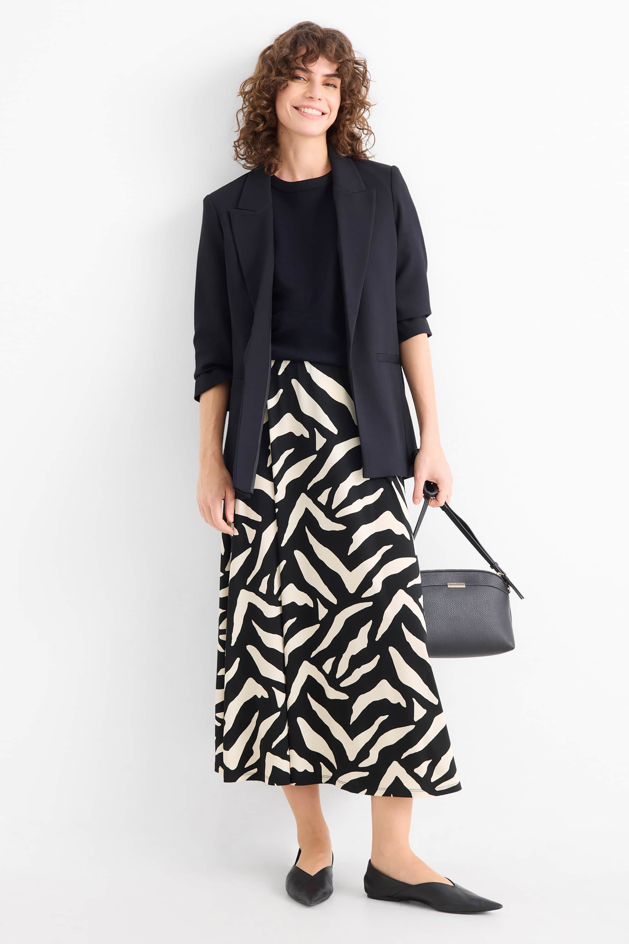 Skirt - patterned black / beige
