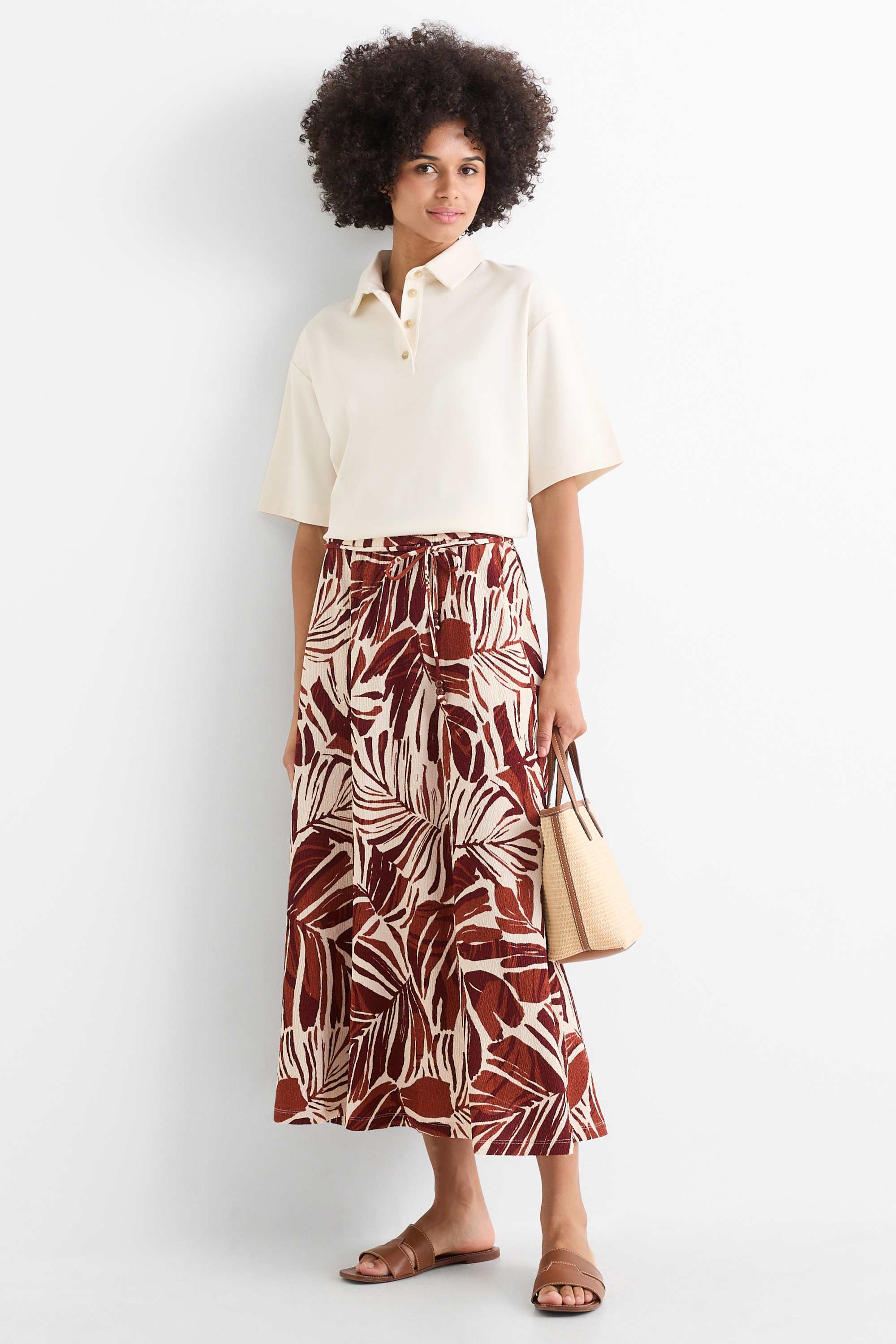 Skirt - patterned brown / beige