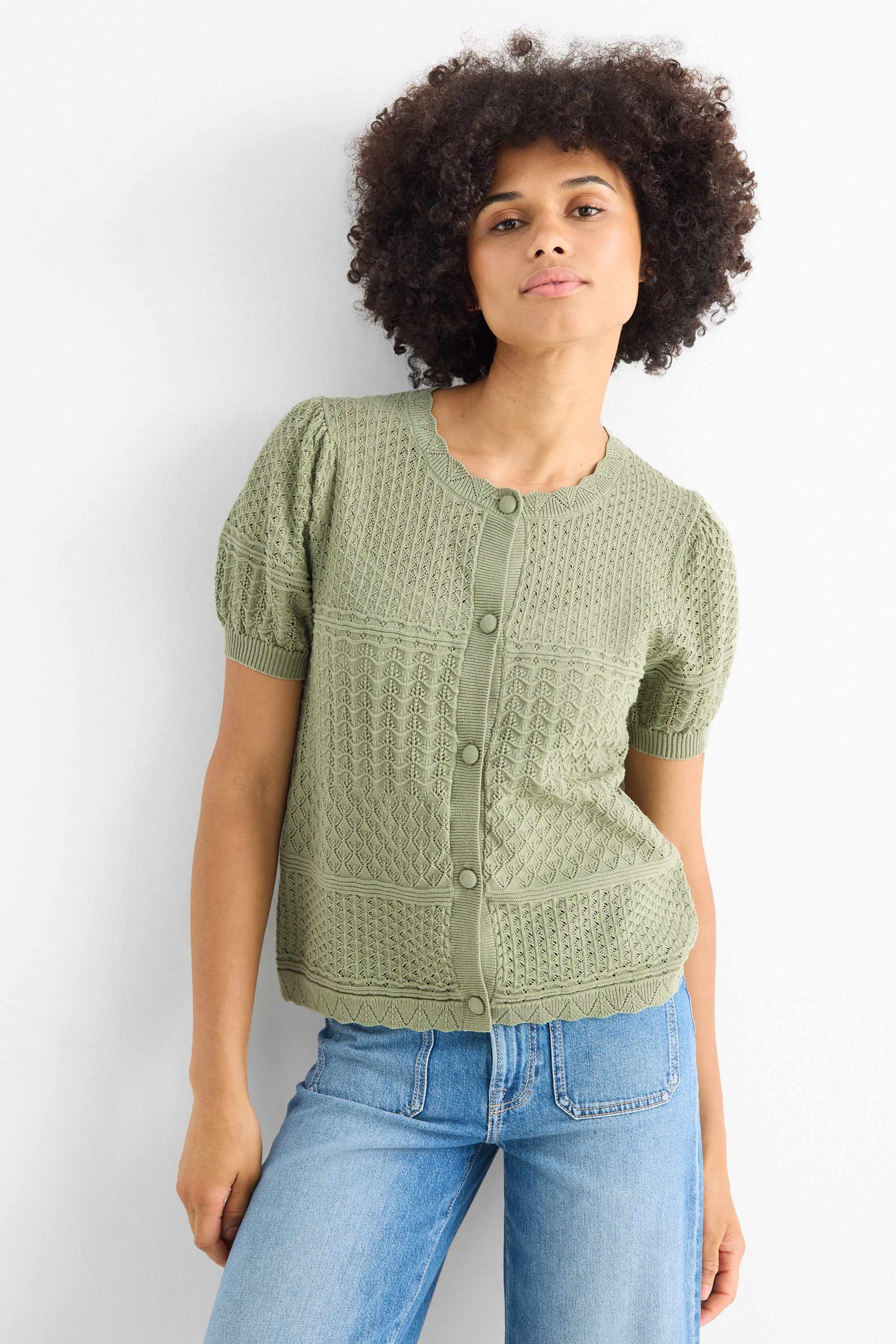 Cardigan - textured green