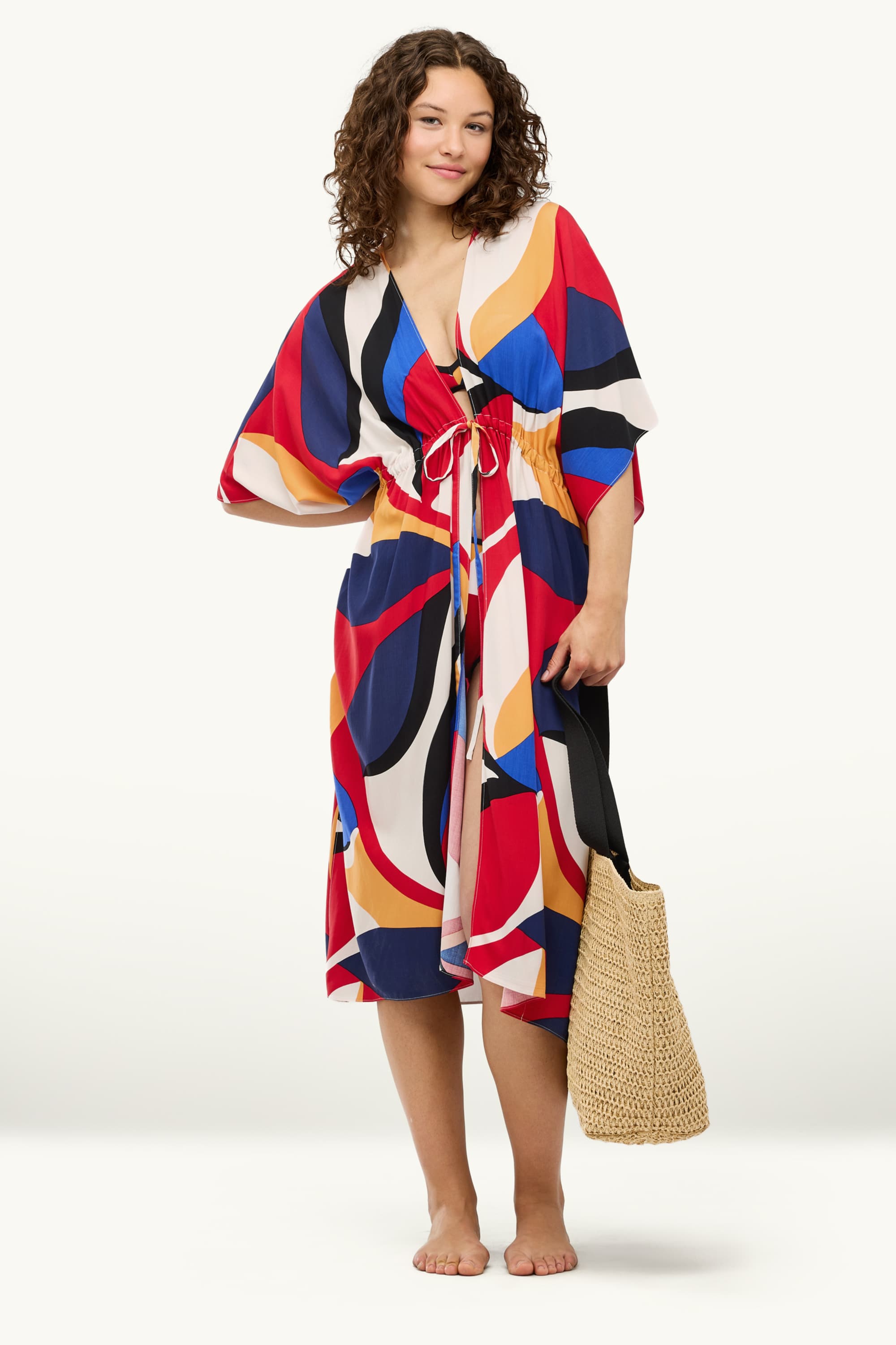 Kimono - patterned red / blue
