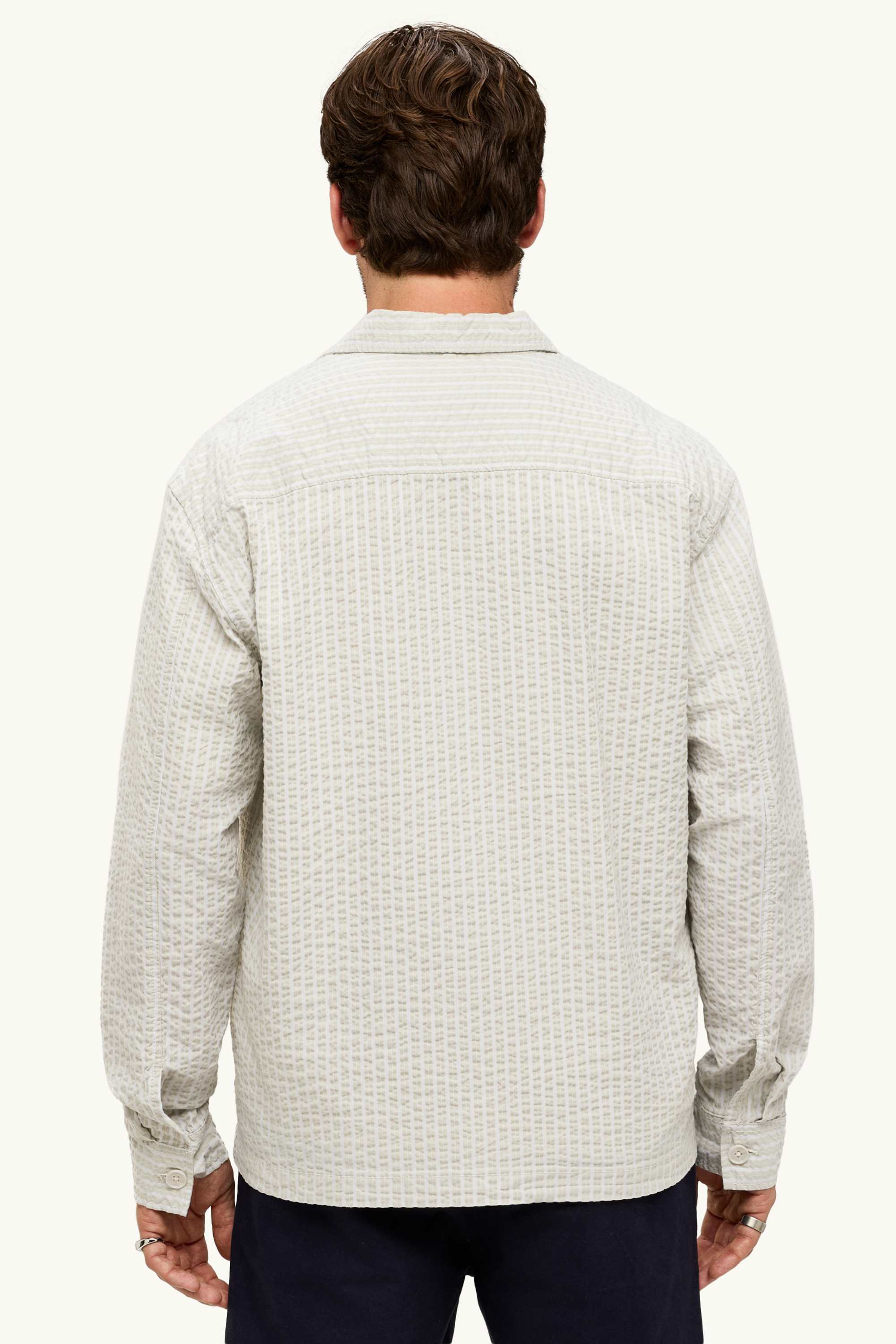 Shirt - relaxed fit - kent collar - textured cremewhite