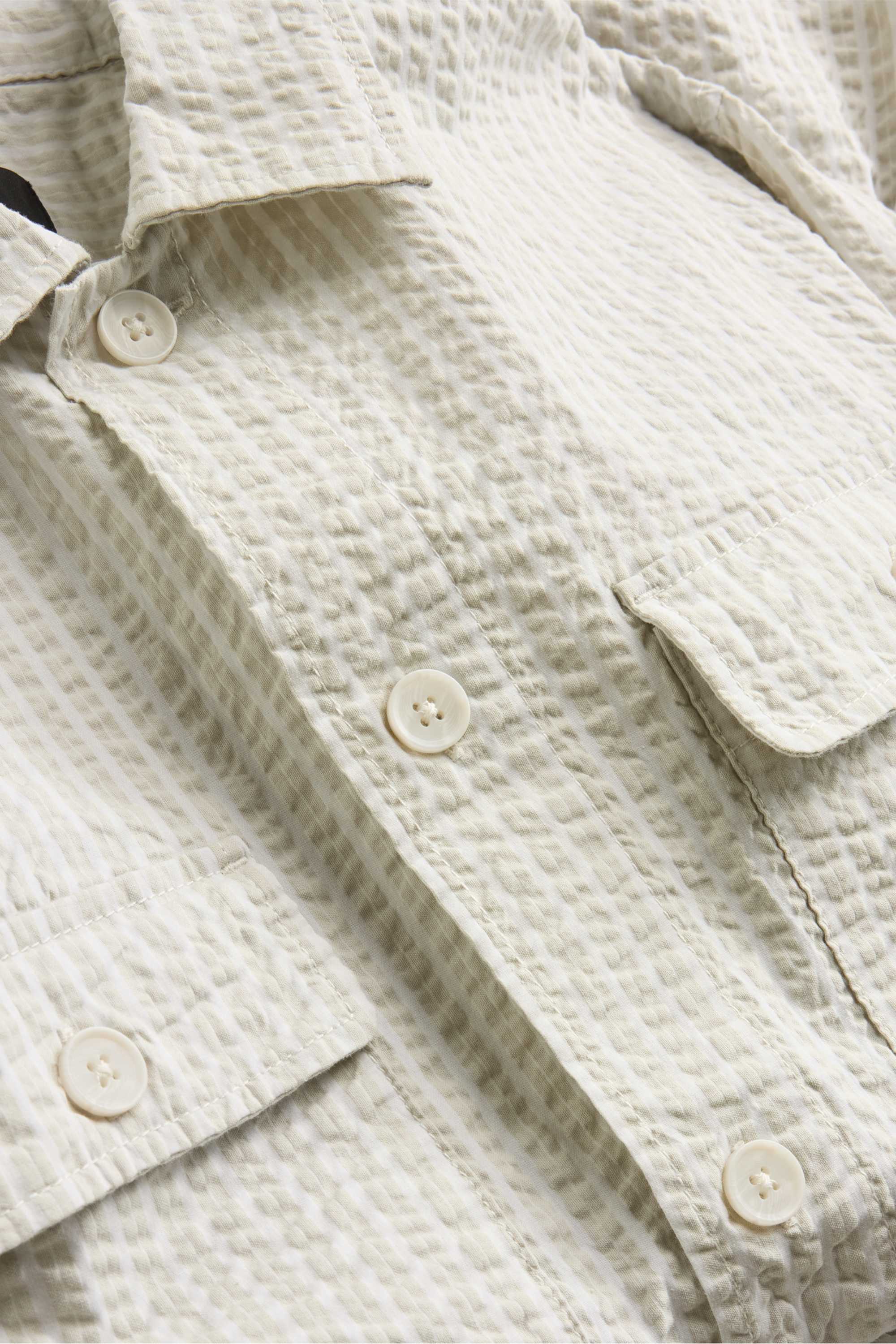 Shirt - relaxed fit - kent collar - textured cremewhite
