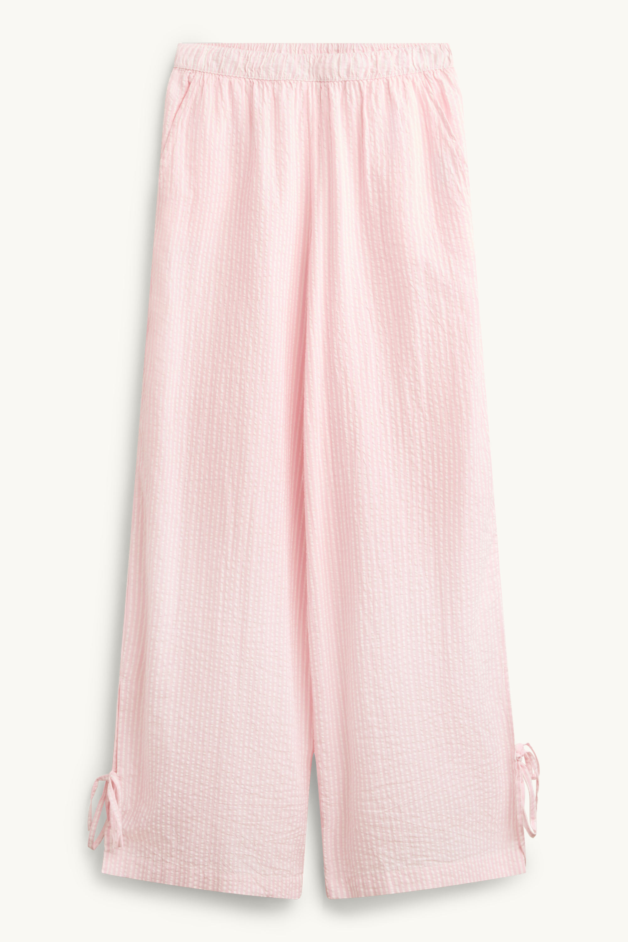 Cheesecloth trousers - mid-rise waist - wide leg - striped rose