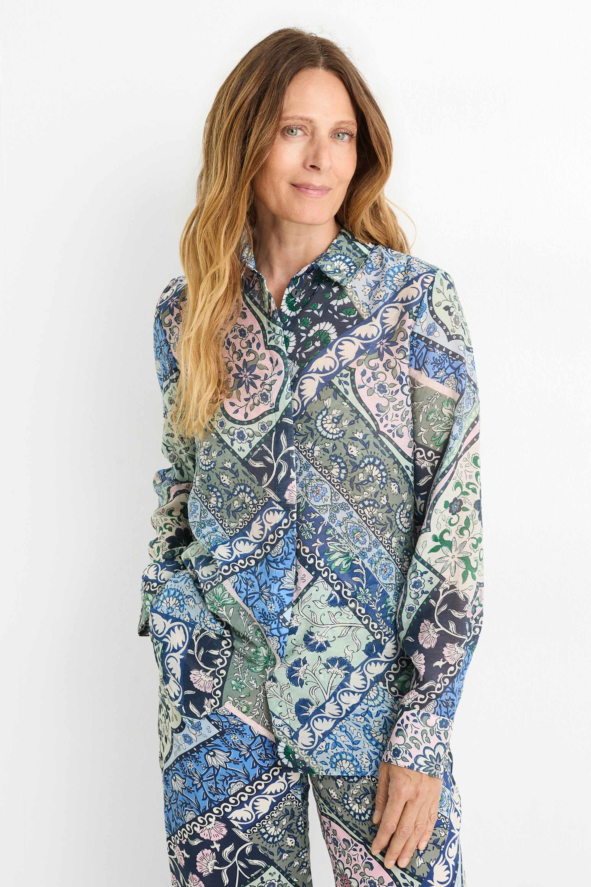 Shirt blouse - patterned dark blue