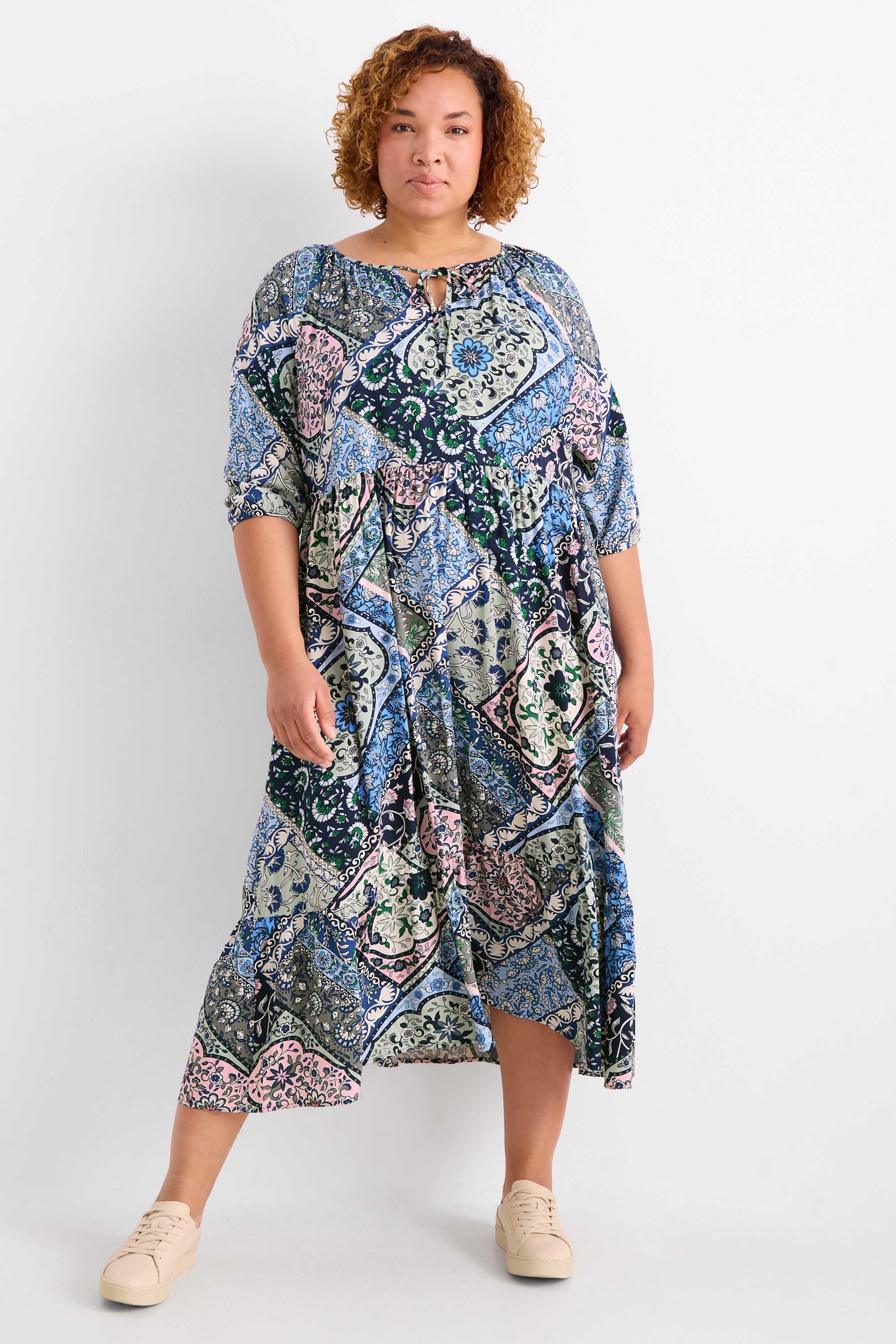 A-line dress - patterned multicoloured