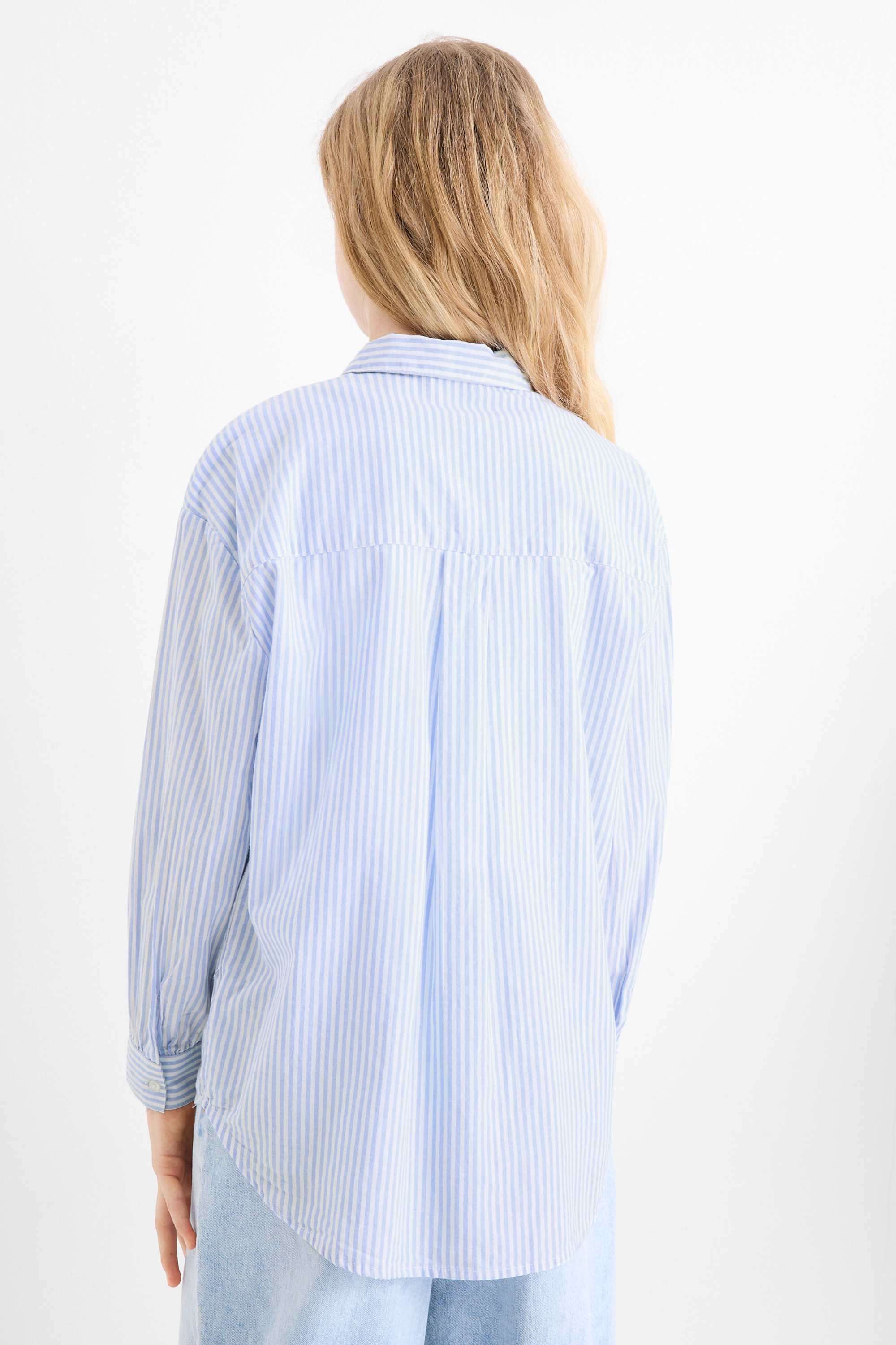 Set - blouse and top - 2 piece blue / white