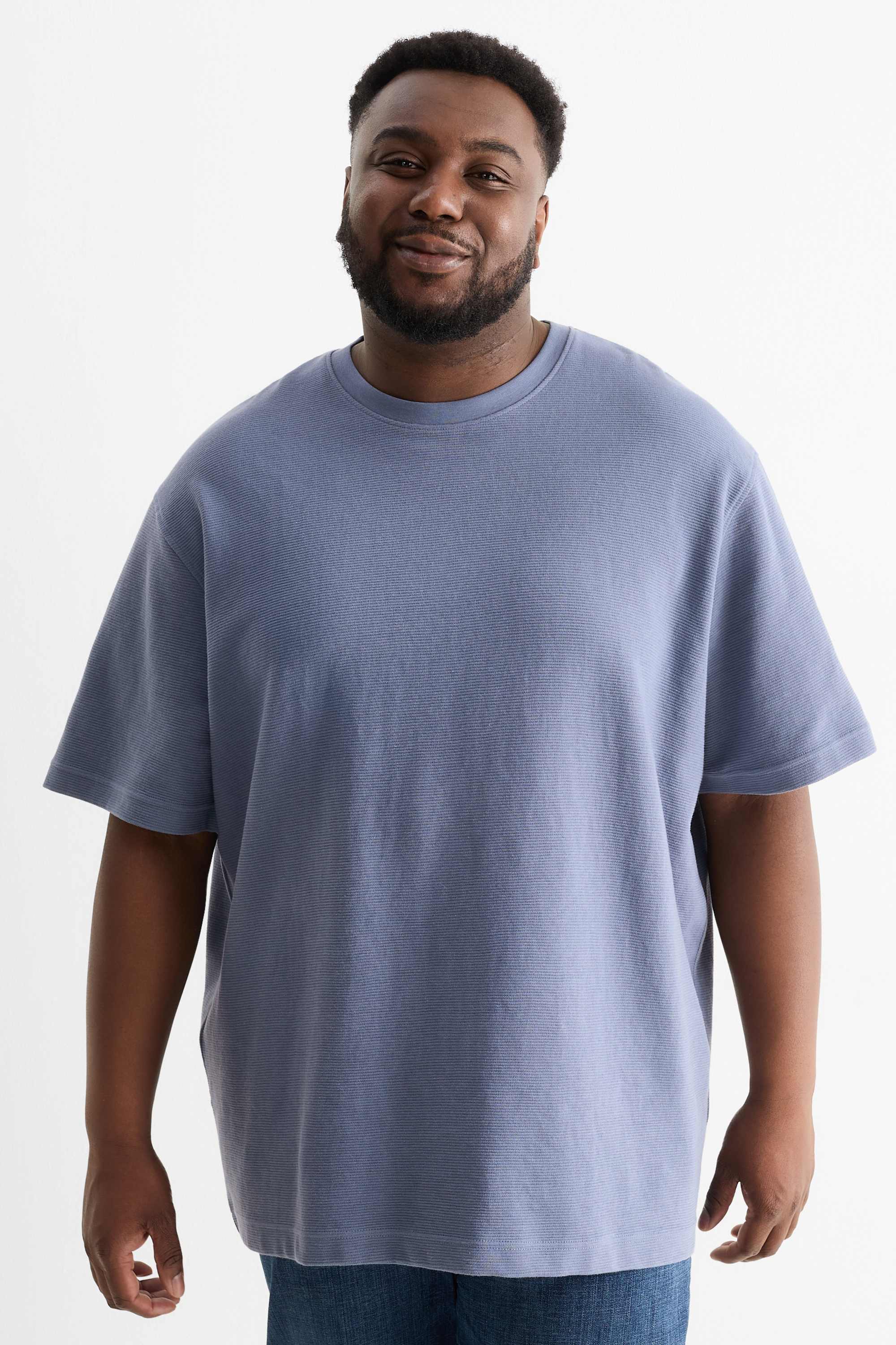 T-shirt - relaxed fit - ribbed blue
