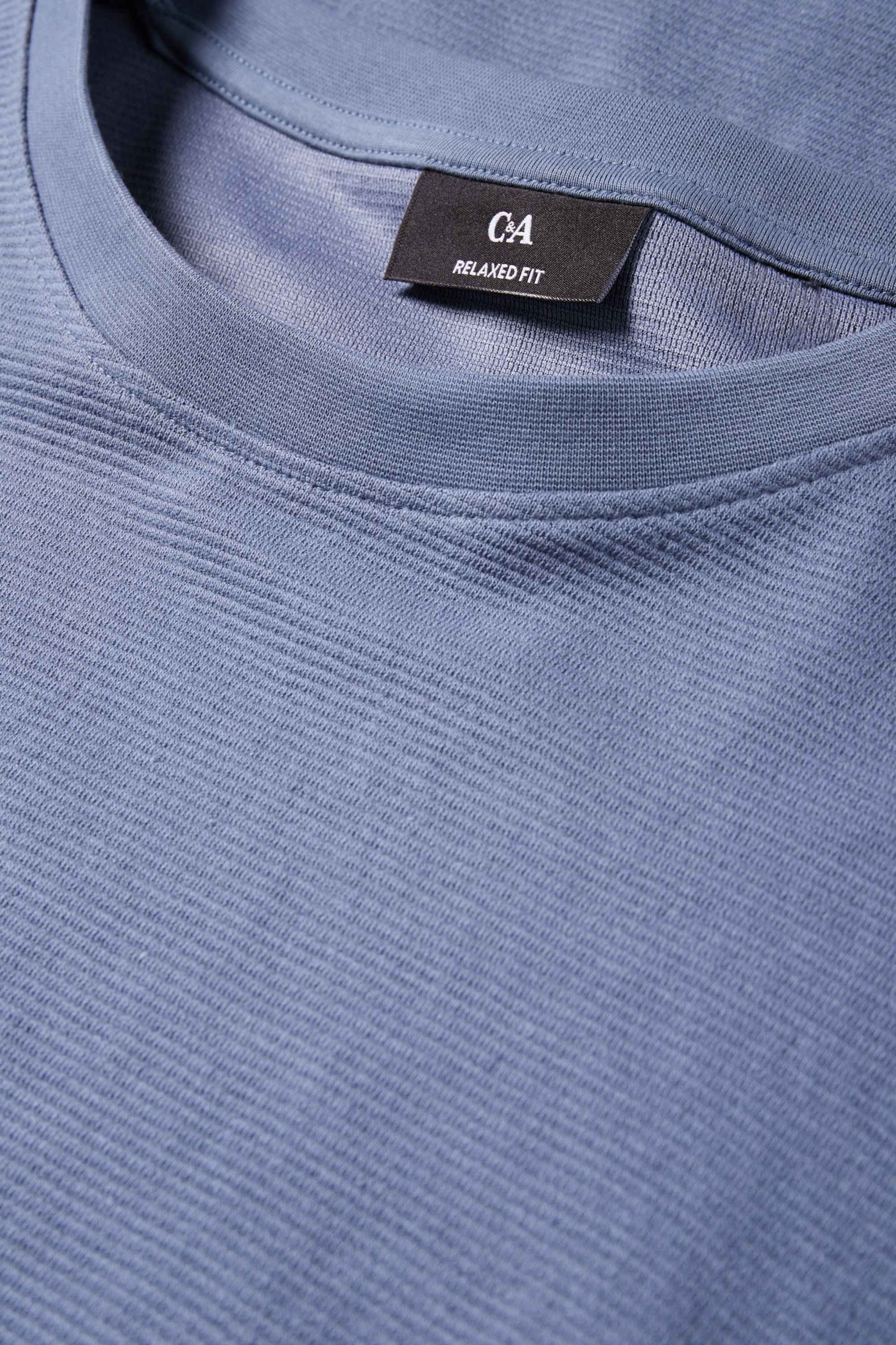 T-shirt - relaxed fit - ribbed blue