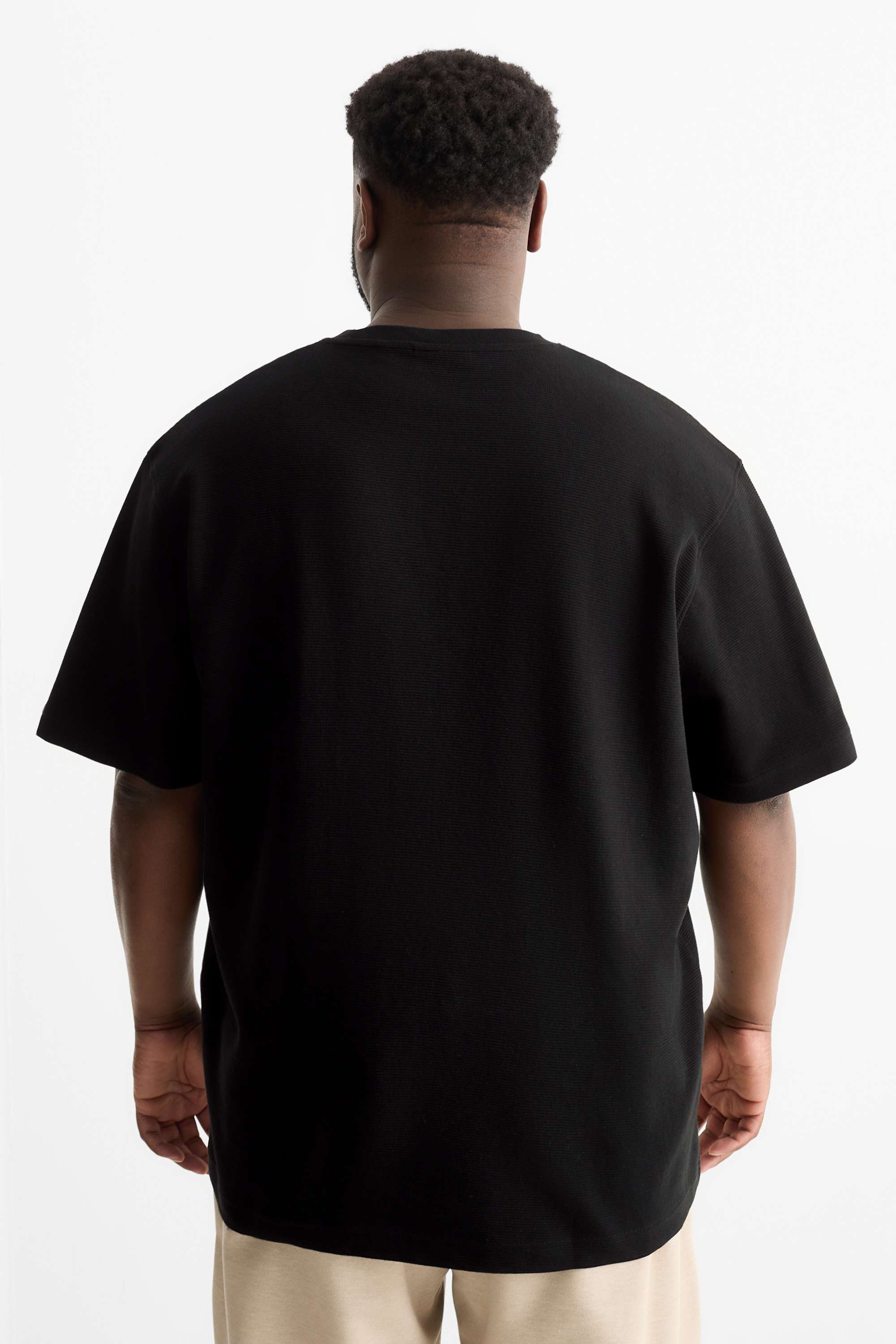 T-shirt - relaxed fit - ribbed black