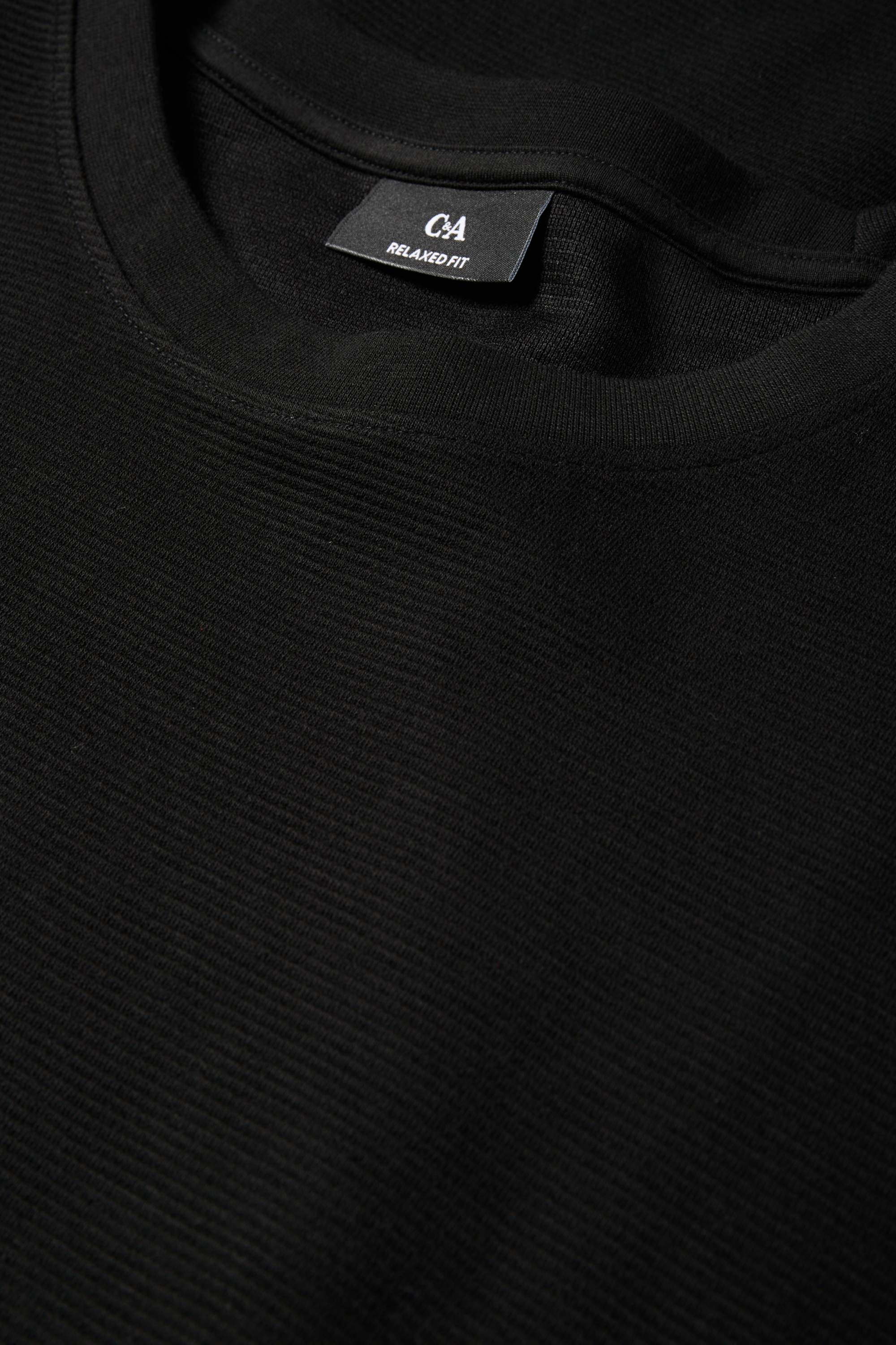 T-shirt - relaxed fit - ribbed black