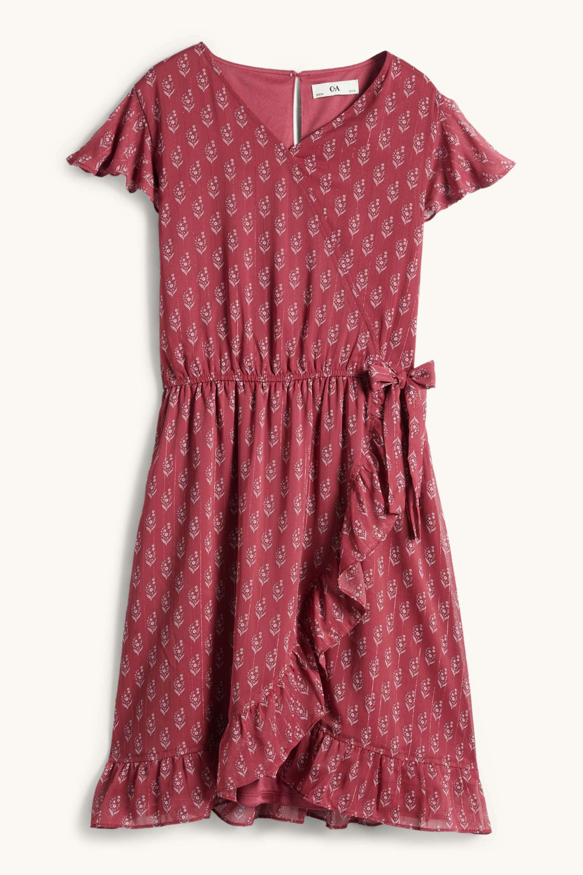 Floral - dress - shiny dark rose